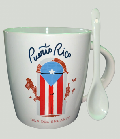 TAZA - PUERTA VIEJO SAN JUAN CON CUCHARA Y CAJA