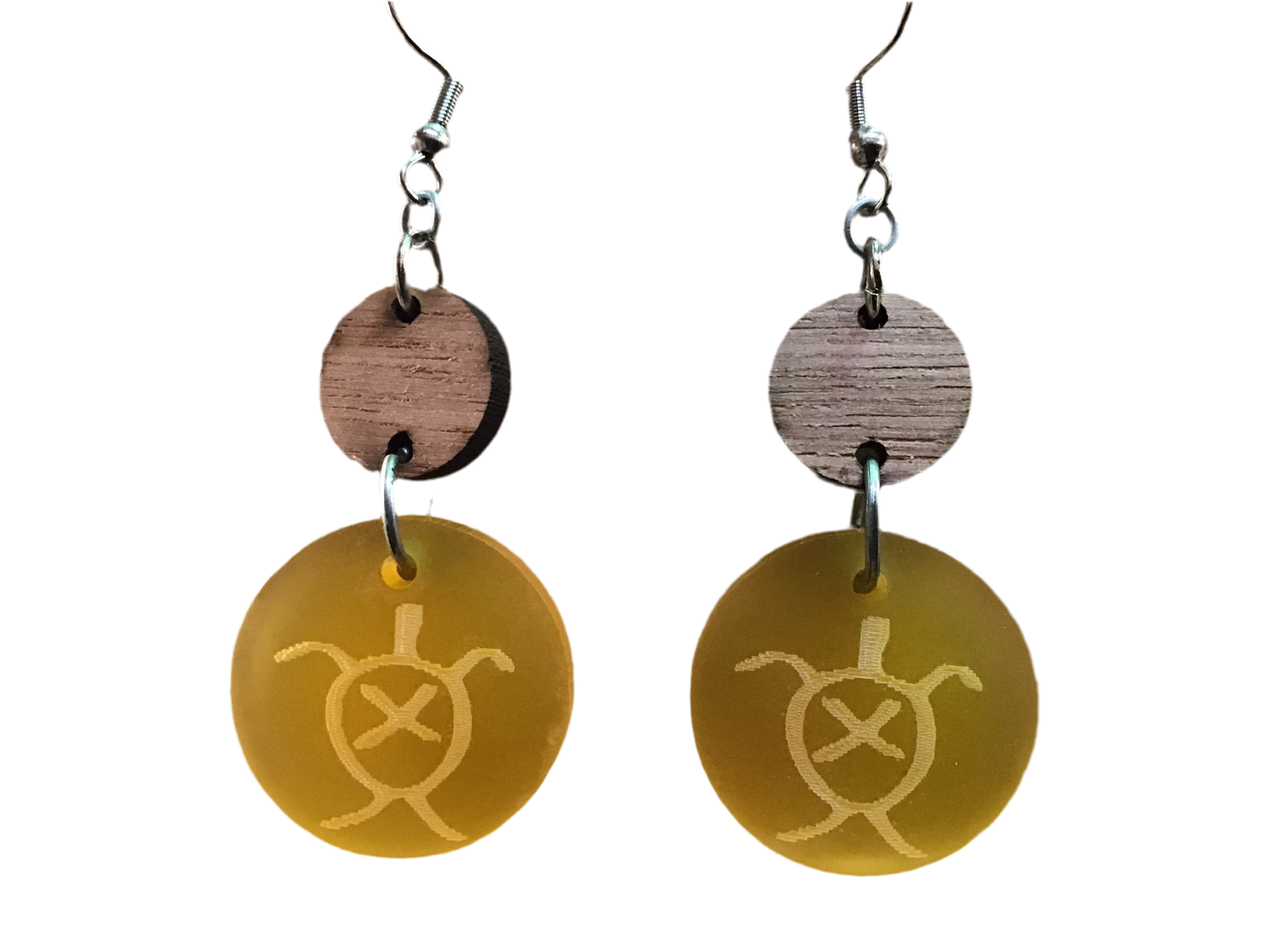 PANTALLA DE PUERTO RICO CON SIMBOLOS TAINOS AMARILLAS- PUERTO RICO EARRINGS WITH TAINO SYMBOLS YELLOW