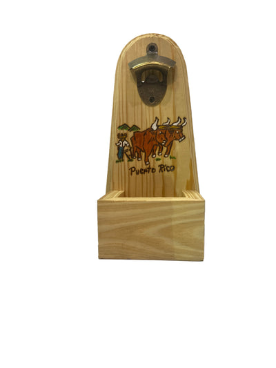 ABRIDOR DE BOTELLAS ARTESANAL PUERTORRIQUEÑO EN MADERA.