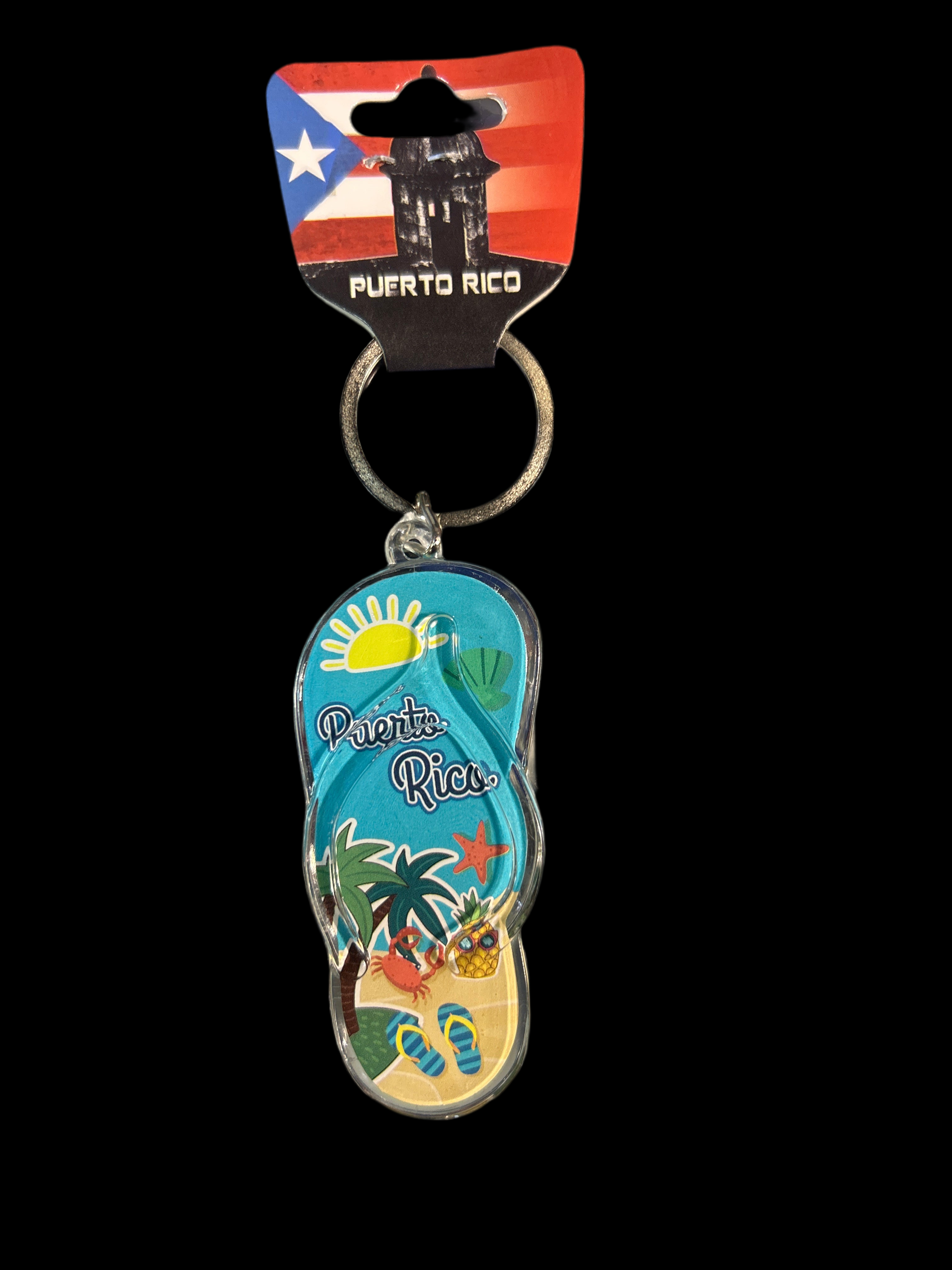 PUERTO RICO ACRYLIC BEACH SANDAL KEYCHAIN