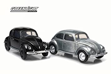 1/64 1958 VOLKSWAGEN SPLIT WINDOW BEETLE JUEGO DE 2 PIEZAS - NEGRO Y CRUDO