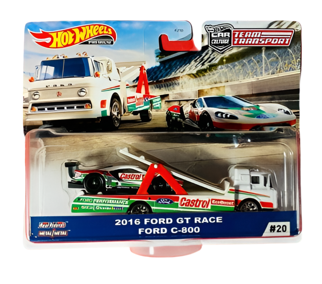 1/64 2016 FORD GT RACE FORD C-800 #20 - HOT WHEELS PREMIUM CAR CULTURE TEAM TRANSPORT