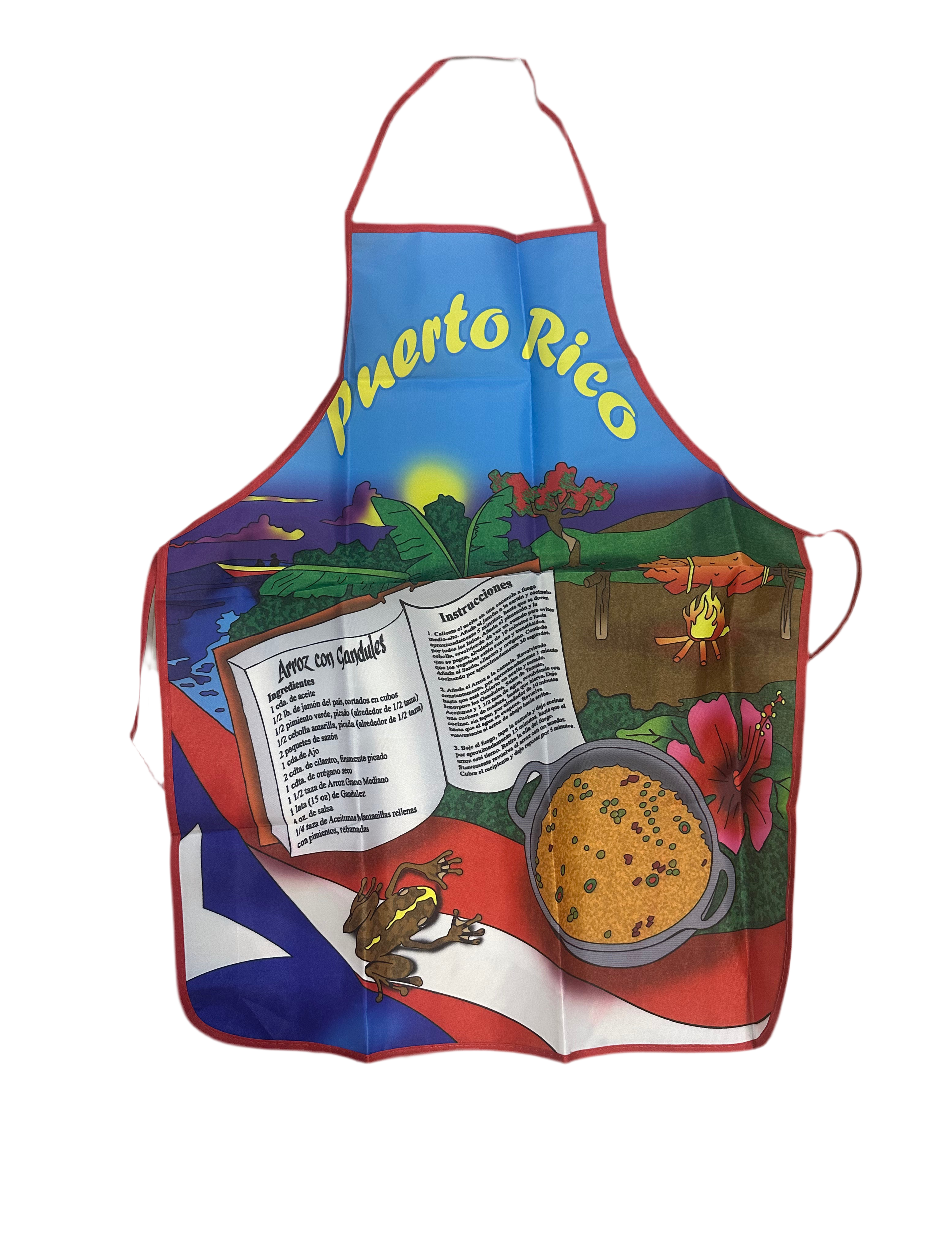 PUERTO RICO APRON WITH ARROZ CON GANDULES RECIPE - DELANTAR DE PUERTO RICO CON RECETA DE ARROZ CON GANDULES