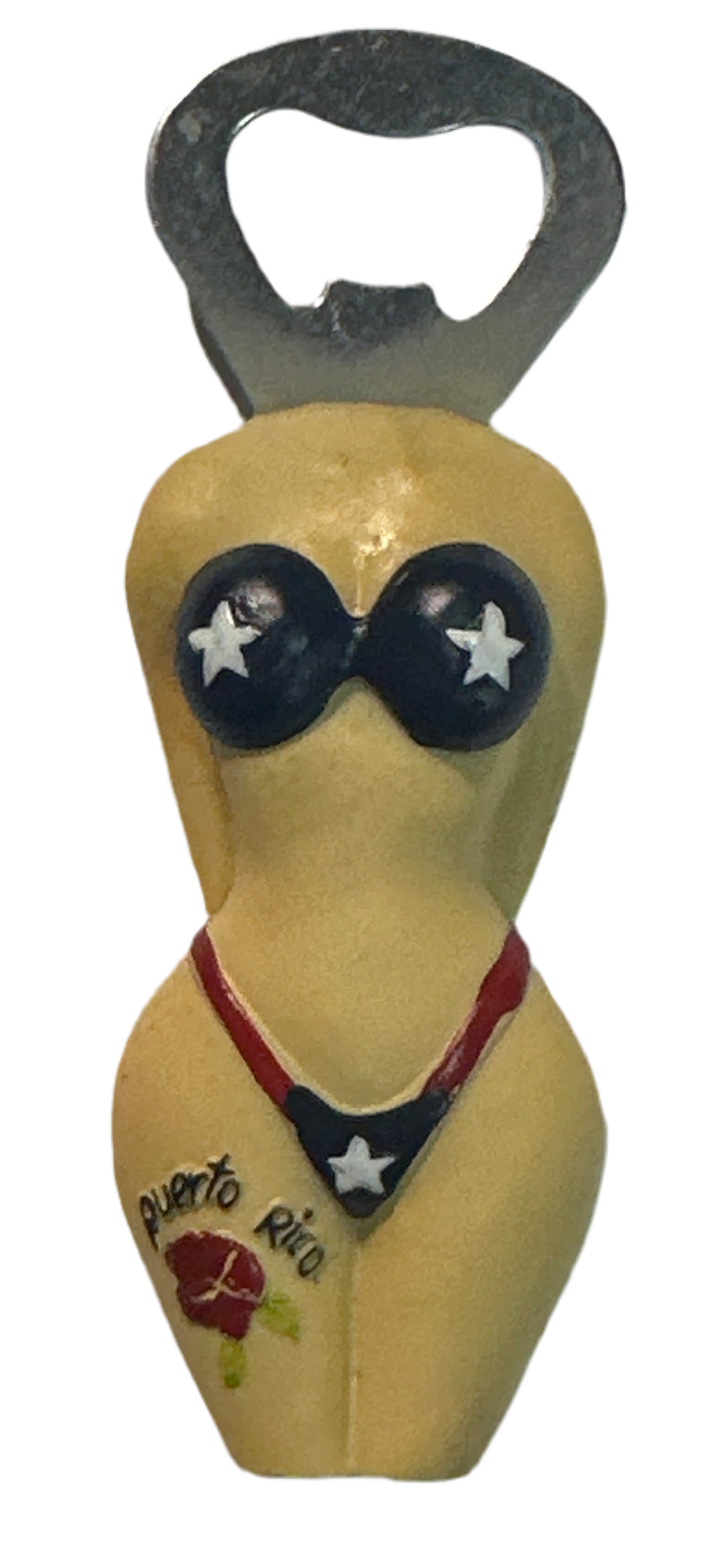 MAGNET - BOTTLE OPENER PUERTO RICO FLAG BIKINI