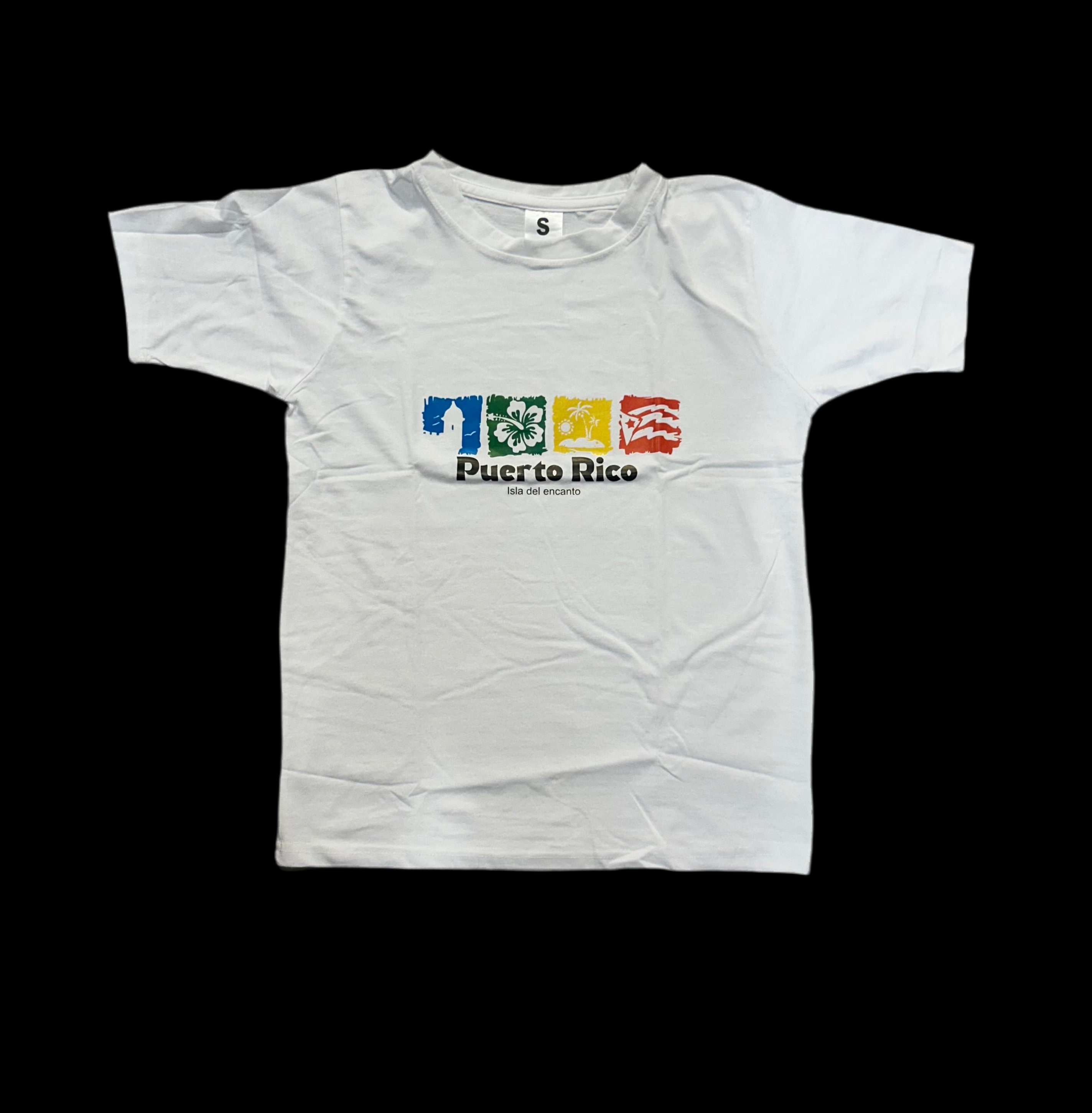 PUERTO RICO SQUARED SYMBOLS WHITE T-SHIRT