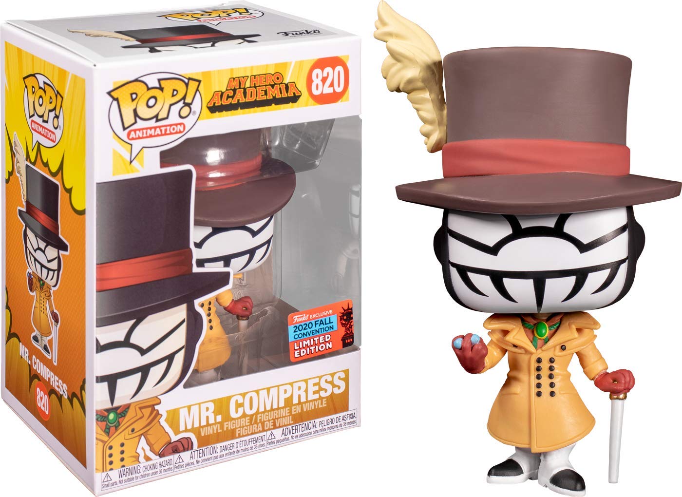 MY HERO ACADEMIA MR.COMPRESS FUNKO POP #820  FUNKO EXCLUSIVE 2020 FALL CONVENTION LIMITED EDITION