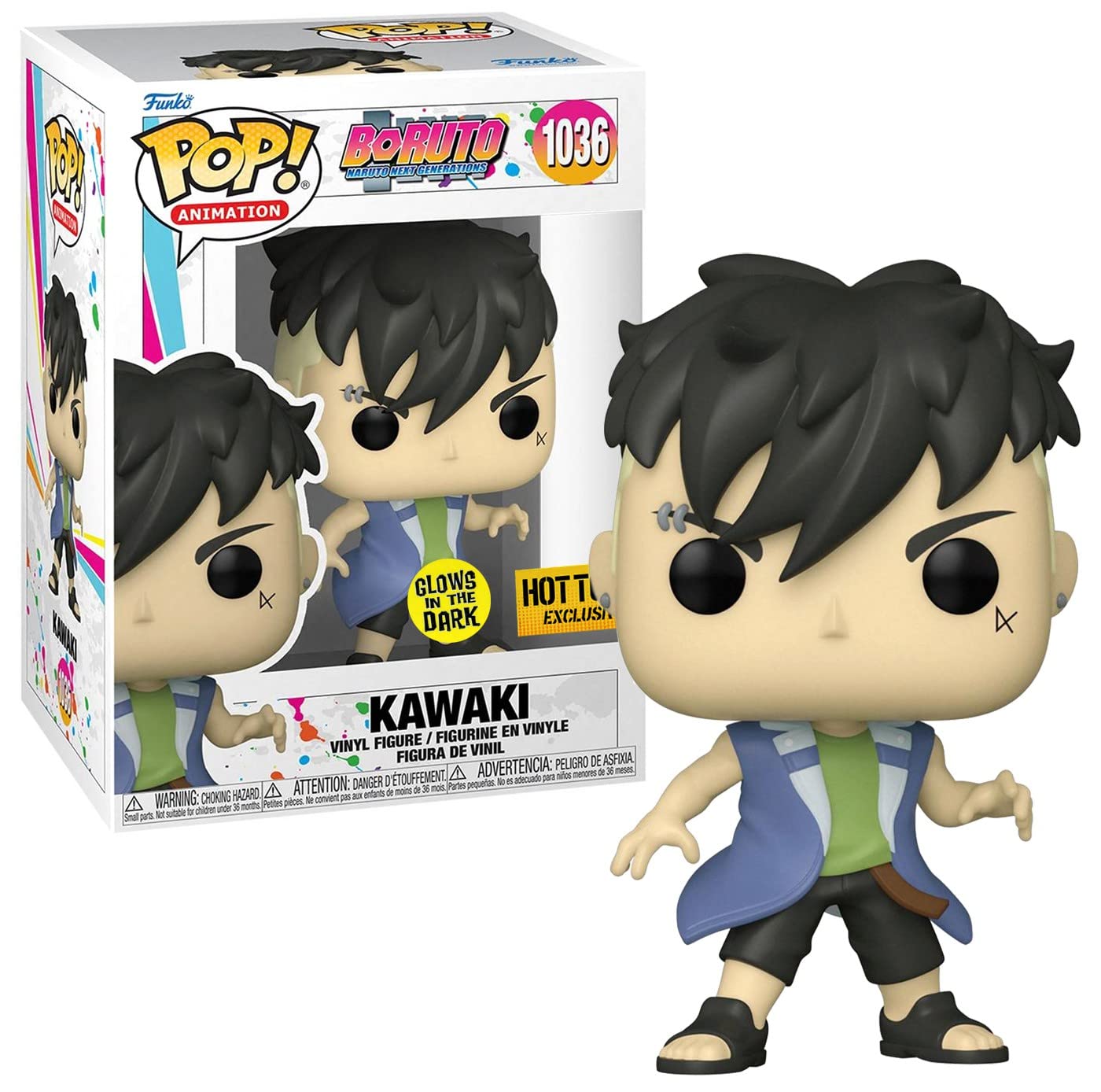 BORUTO NARUTO NET GENERATIONS KAWAKI FUNKO POP #1036 GLOWS IN THE DARK HOT TOPIC EXCLUSIVE