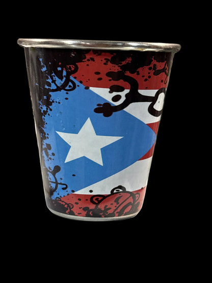 SHOT GLASS PUERTO RICO METAL - BANDERA & SÍMBOLOS TAÍNOS