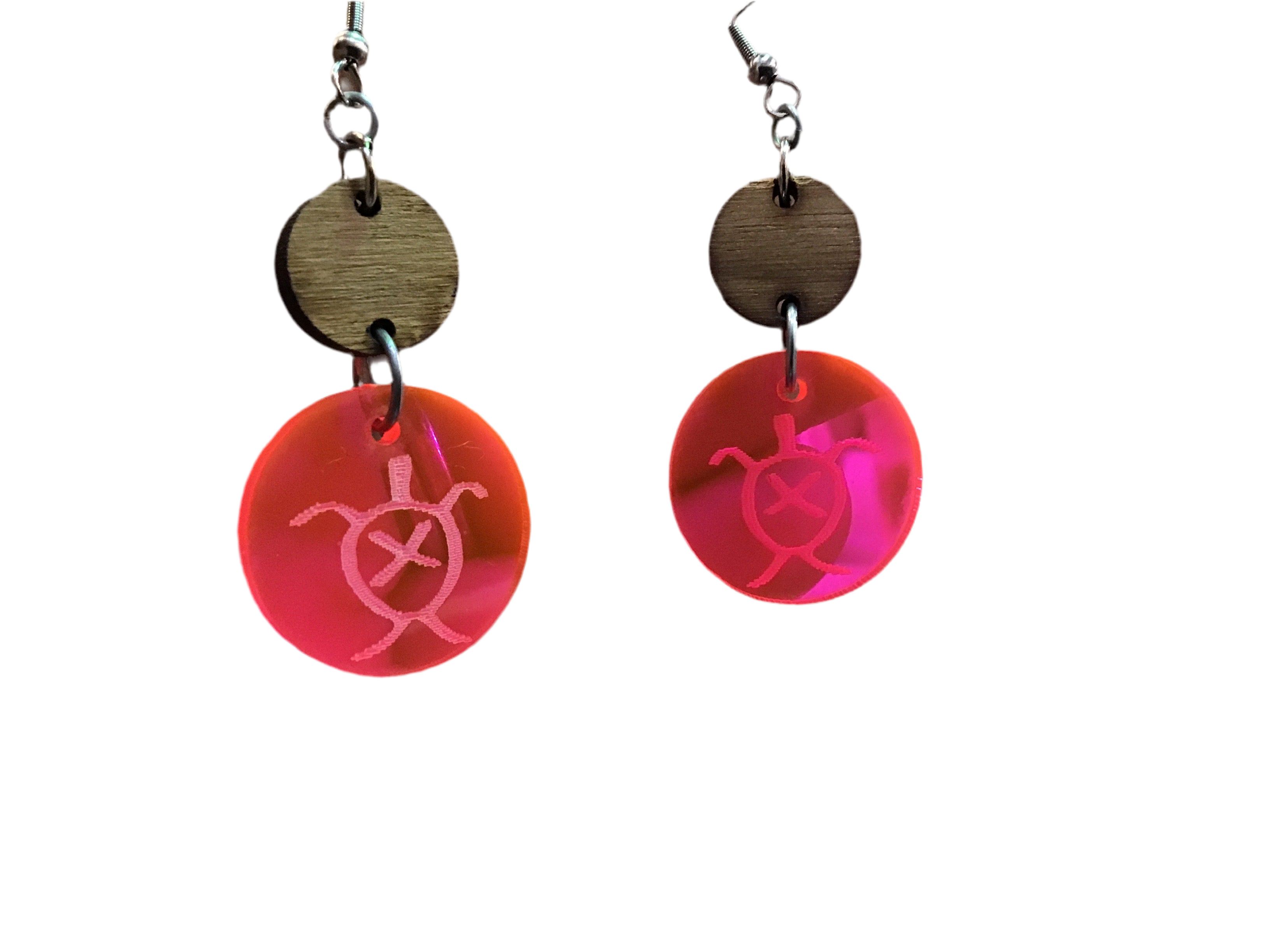 PANTALLAS CON SIMBOLOS TAINOS ROSA - EARRINGS WITH SYMBOLS TAINOS OF PUERTO RICO PINK