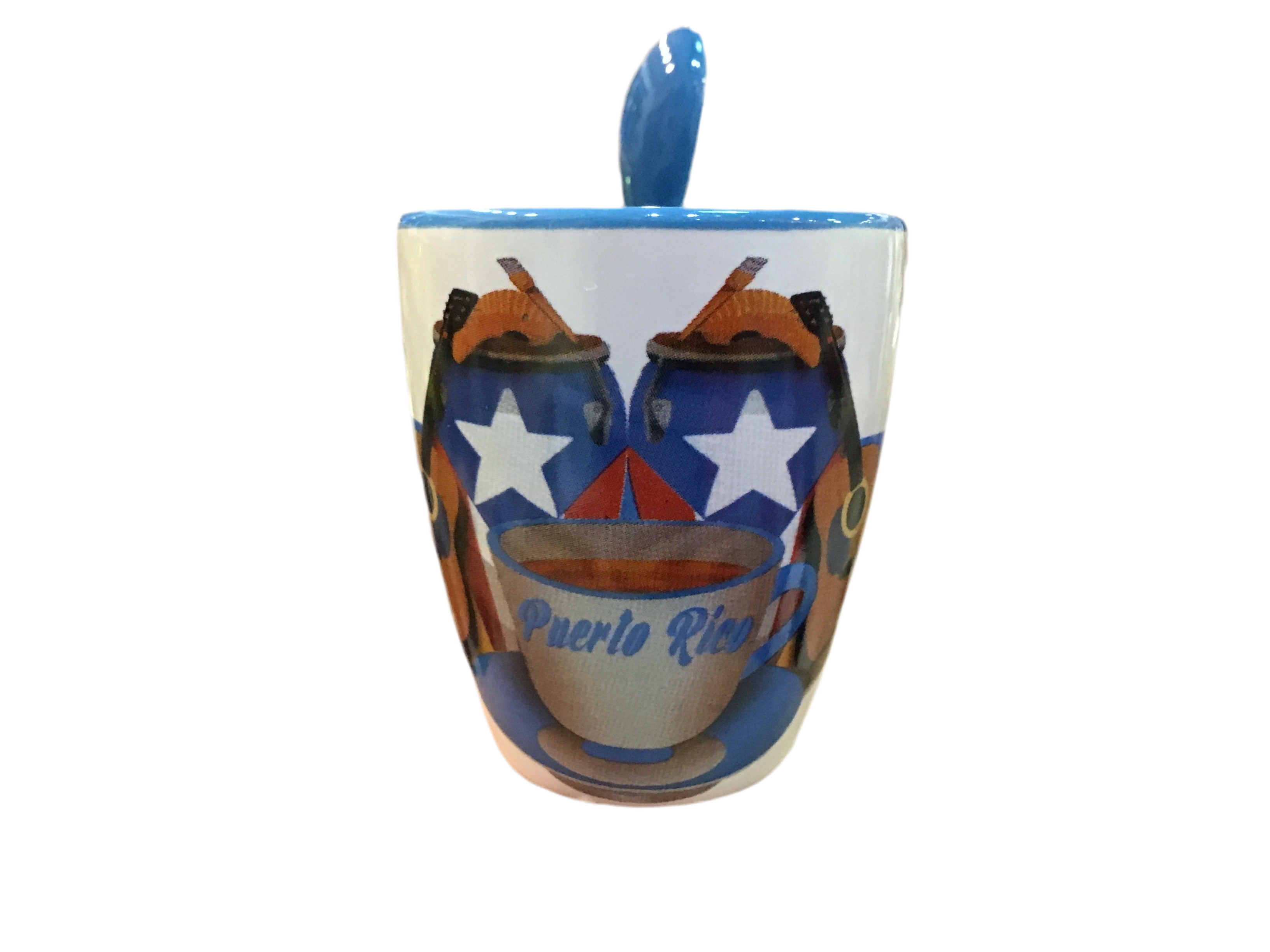SMALL MUG WITH SPOON MUSIC INSTRUMENTS -   MINI TAZA CON CUCHARA INSTRUMENTOS DE PUERTO RICO