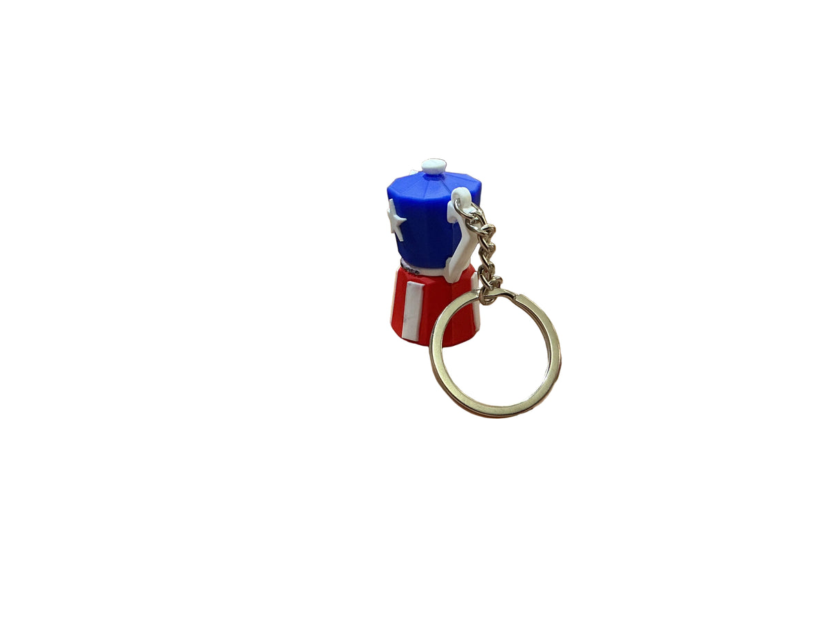 LLAVERO EN FORMA DE CAFETERA BANDERA DE PUERTO RICO