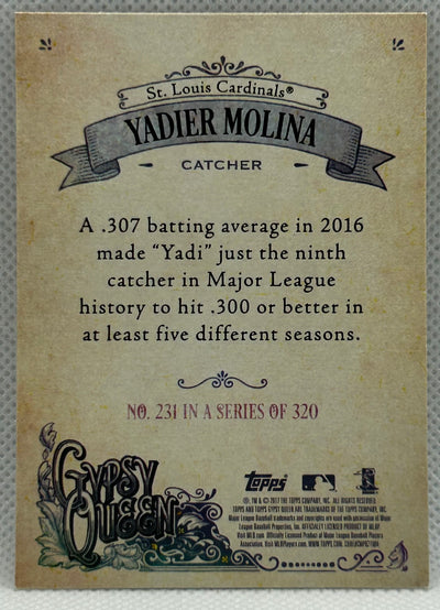 2017 TOPPS YADIER MOLINA #231 SERIES OF 320