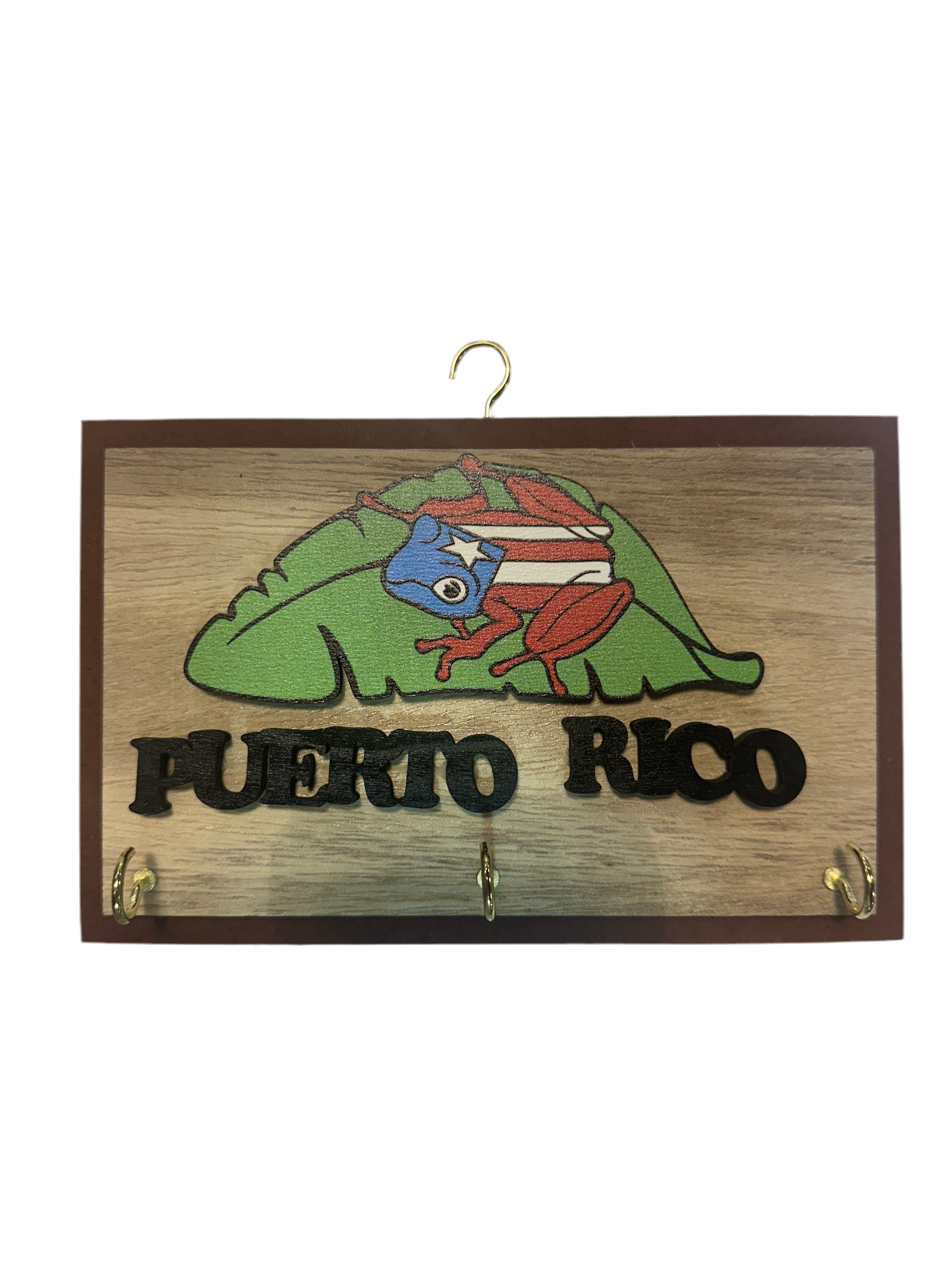 WOOD KEY HOLDER COQUI EN HOJA