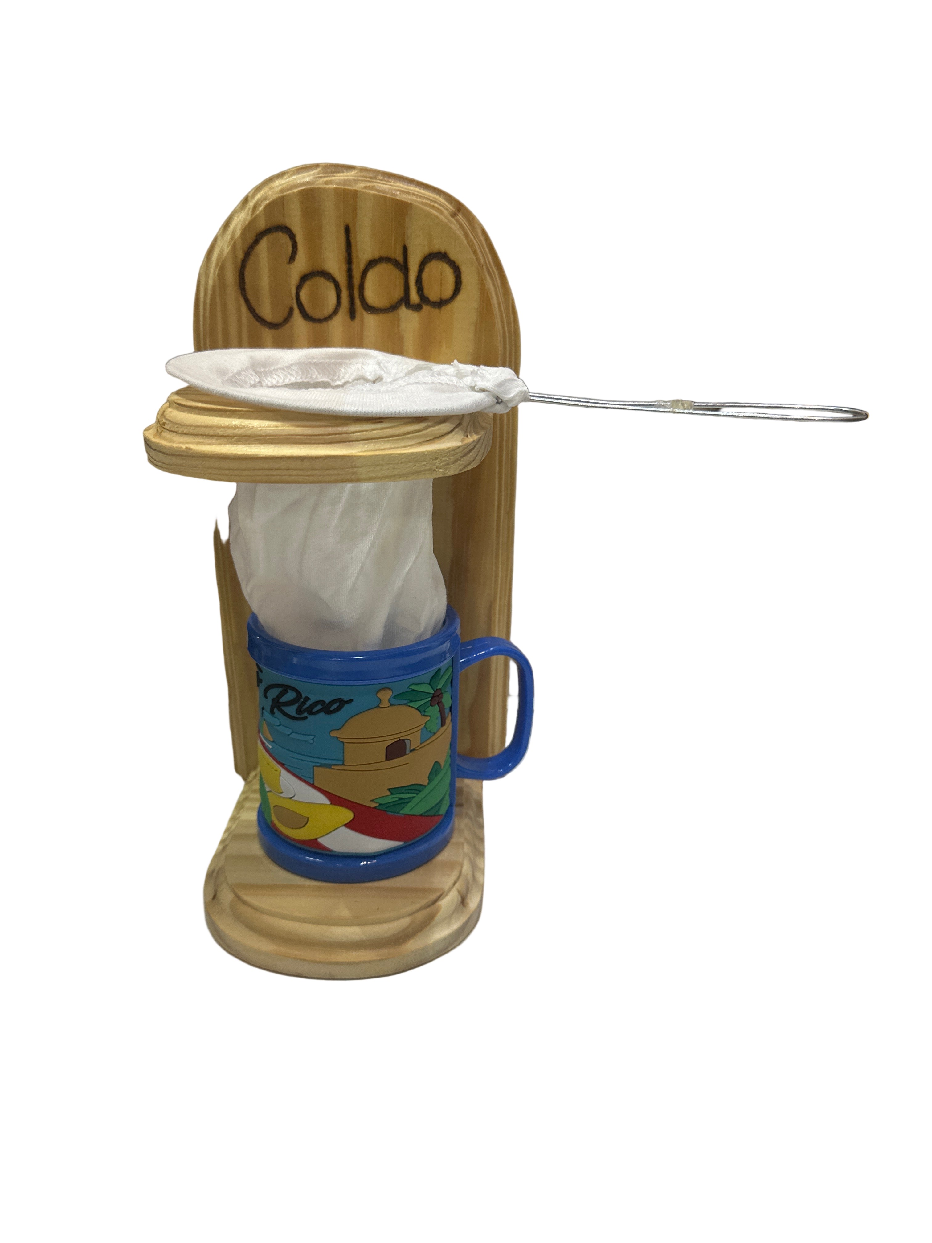 COLADOR DE CAFÉ ARTESANAL PUERTORRIQUEÑO CON TAZA