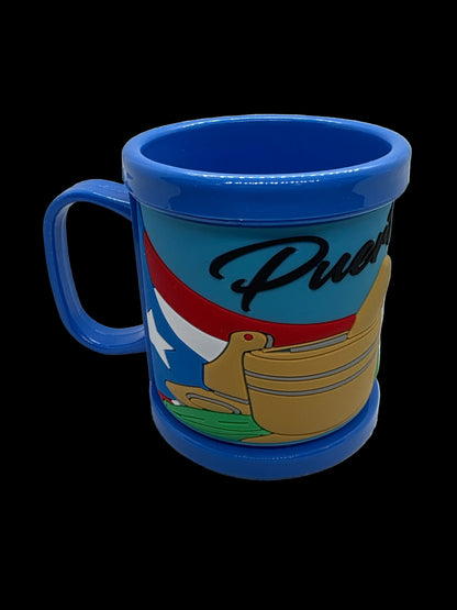 TAZA - PUERTO RICO DESIGN PLASTIC MUG W/ EMBOSSED  (RELIEVE)