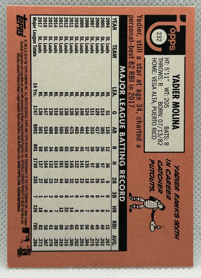 2018 TOPPS YADIER MOLINA #232