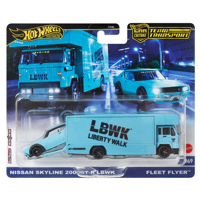 1/64 NISSAN SKYLINE 2000GT-R LBWK &amp; FLEET FLYER - TRANSPORTE DEL EQUIPO 
