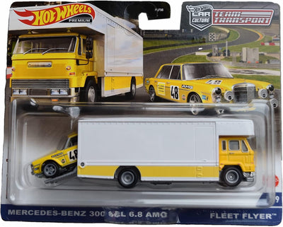 MERCEDES-BENZ SEL 6.8 AMG Y FLEET FLYER - TRANSPORTE DEL EQUIPO A ESCALA 1/64