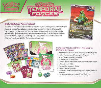CAJA DE ENTRENADORES DE ÉLITE DE POKEMON TEMPURAFORCES ESCARLATA Y VIOLETA