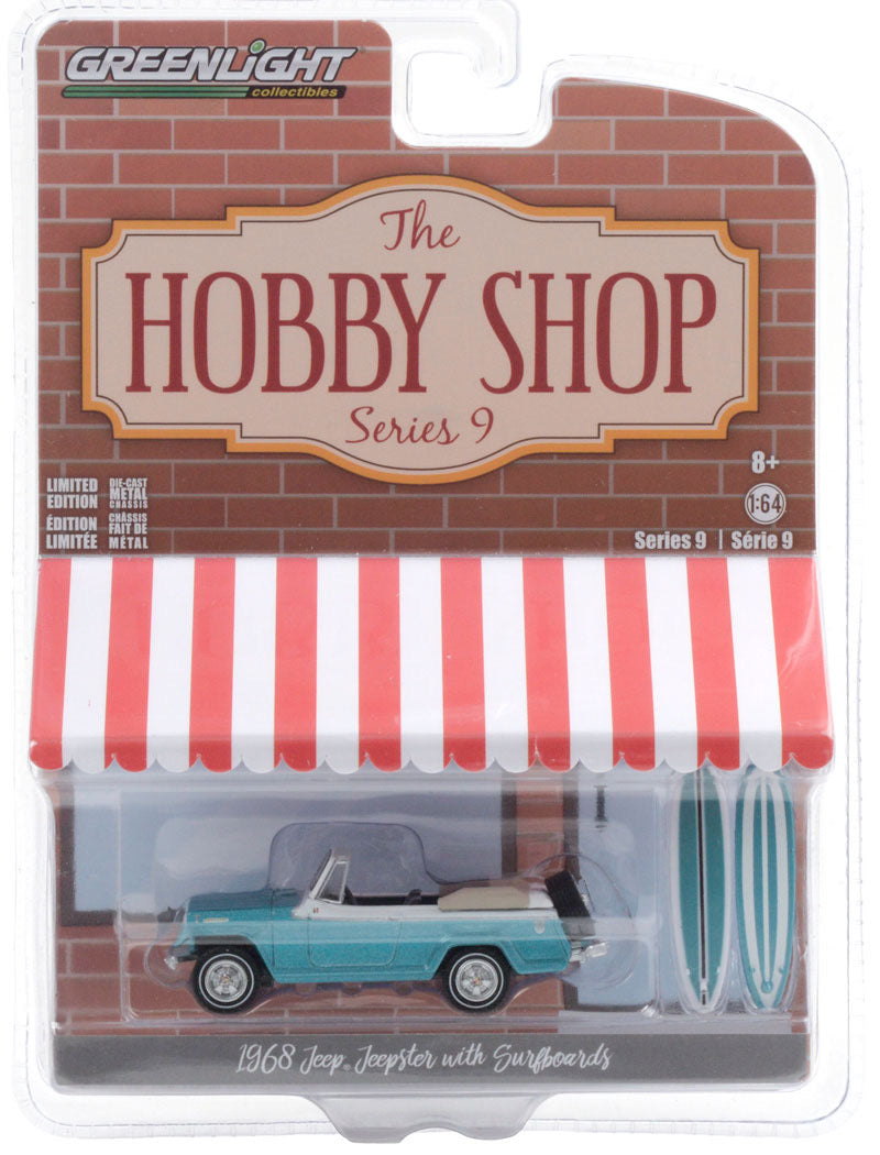 1/64 1968 JEEP JEEPSTER WITH SURFBOARDS TURQUOISE - THE HOBBY SHOP SERIES 9