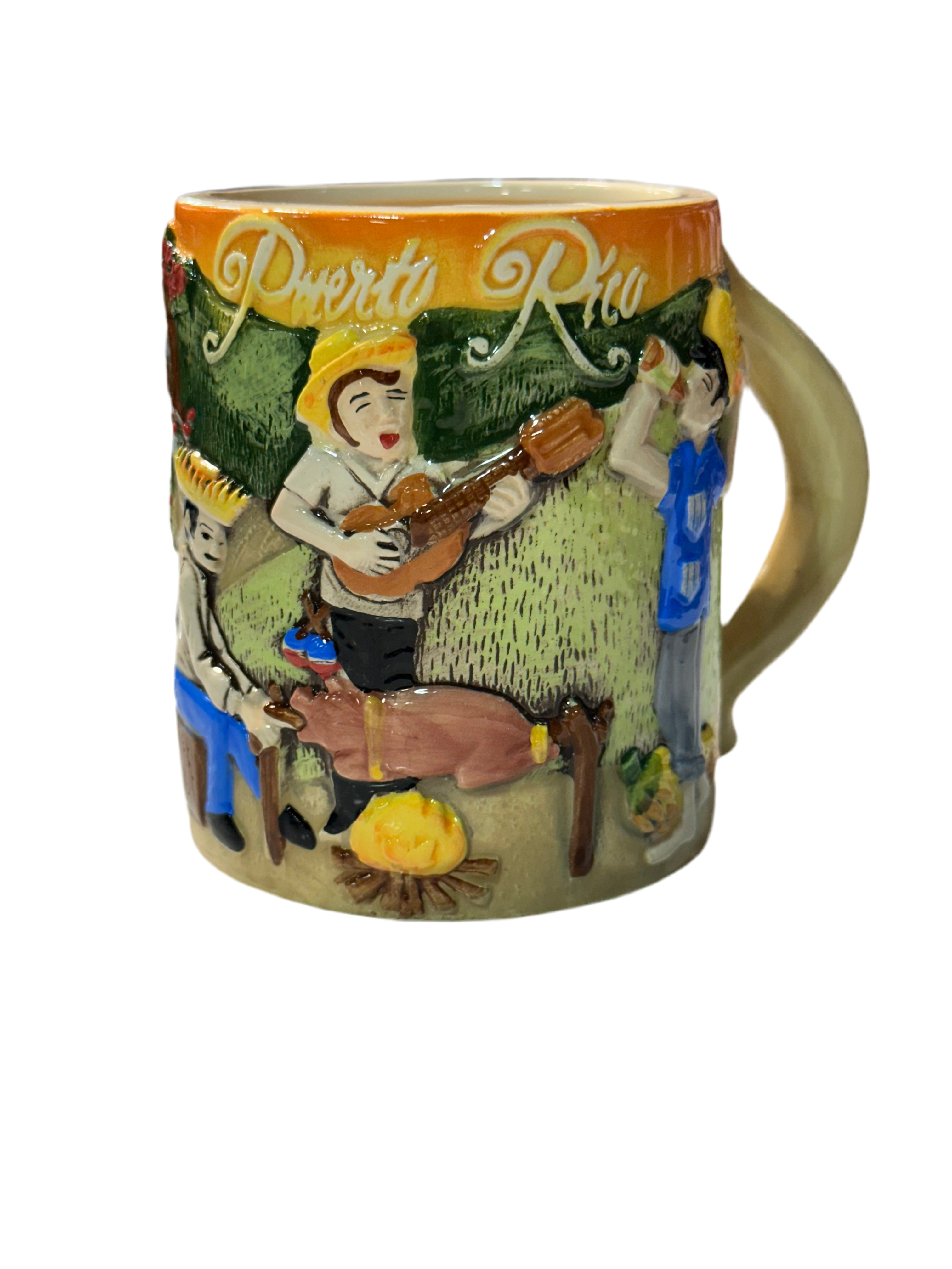 TAZA - PUERTO RICO Y CASA DE CAMPO CON LECHÓN ASADO (RELIEVE)