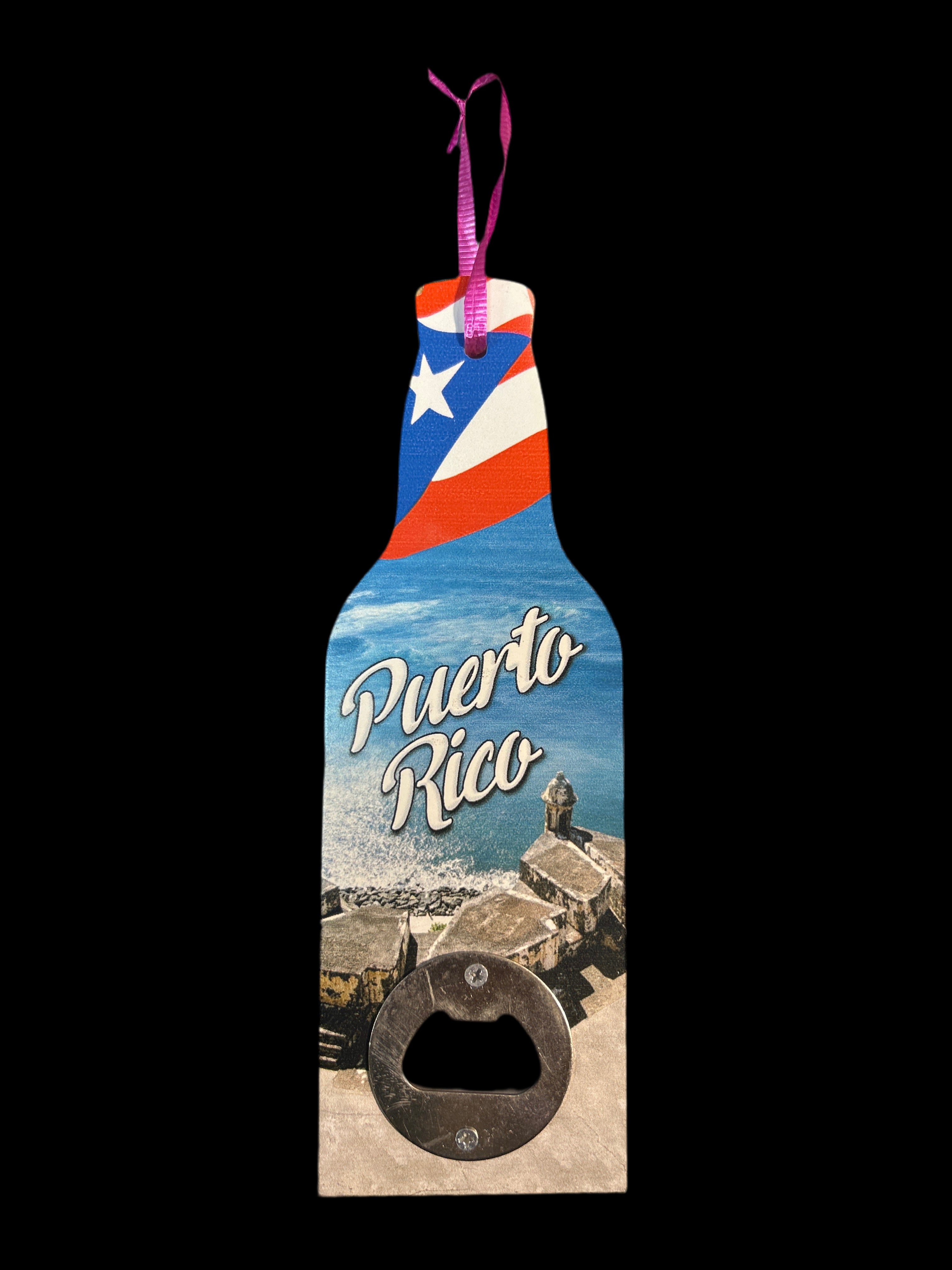 ABREBOTELLAS DE MADERA CON DISEÑO DE PUERTO RICO