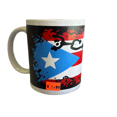 Taza de PR. Bandera con símbolos taínos