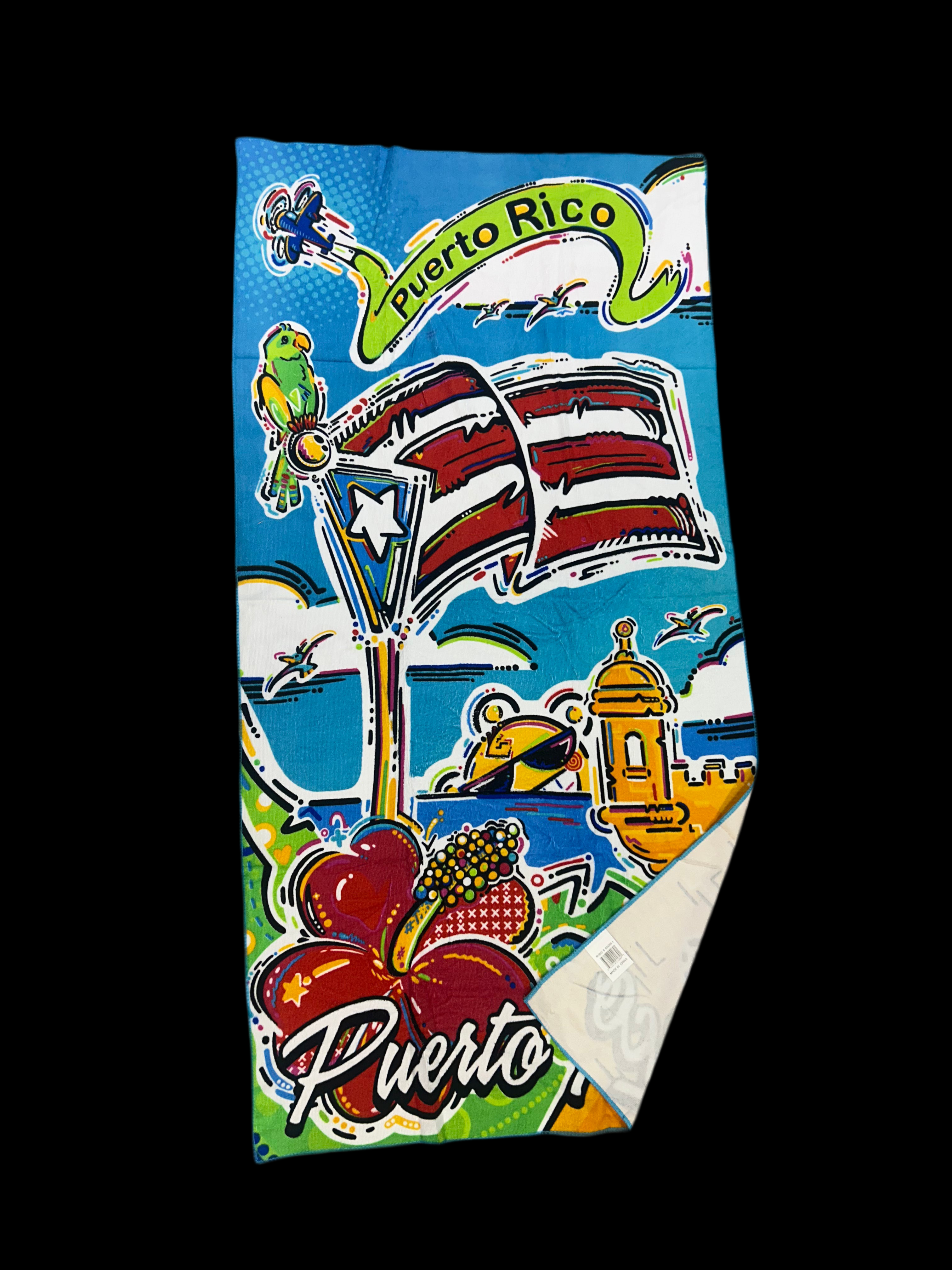 PUERTO RICO BEACH TOWEL POP COLORS ART