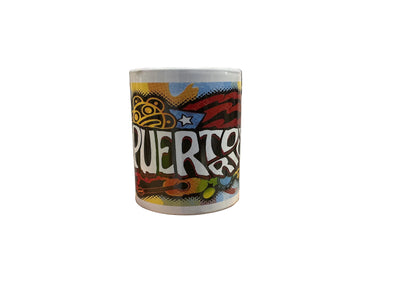 TAZA DE PUERTO RICO CON SIMBOLOS TAÍNO - PUERTO RICO MUG TAINO SYMBOLS