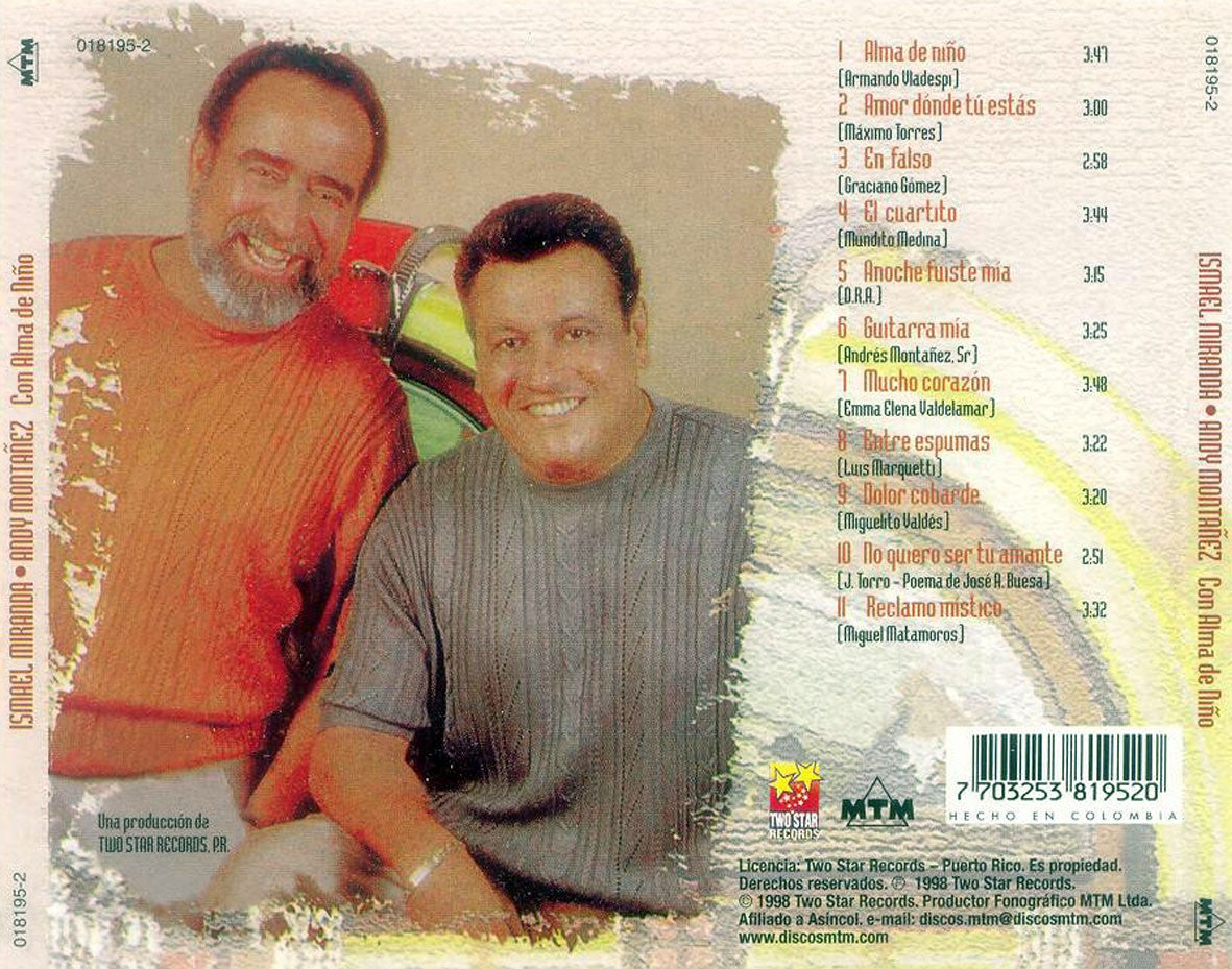 CD de Andy & Ismael Miranda Titulo Con Alma de Nino (Nueva Edicion)