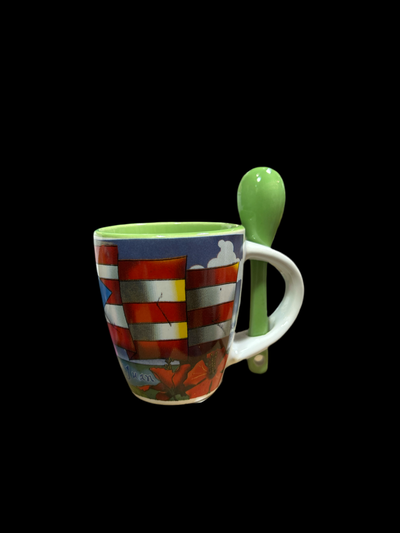 SMALL MUG WITH SPOON / OLD SAN JUAN AMD MORRO -  MINI TAZA CON CUCHARA (GREEN)