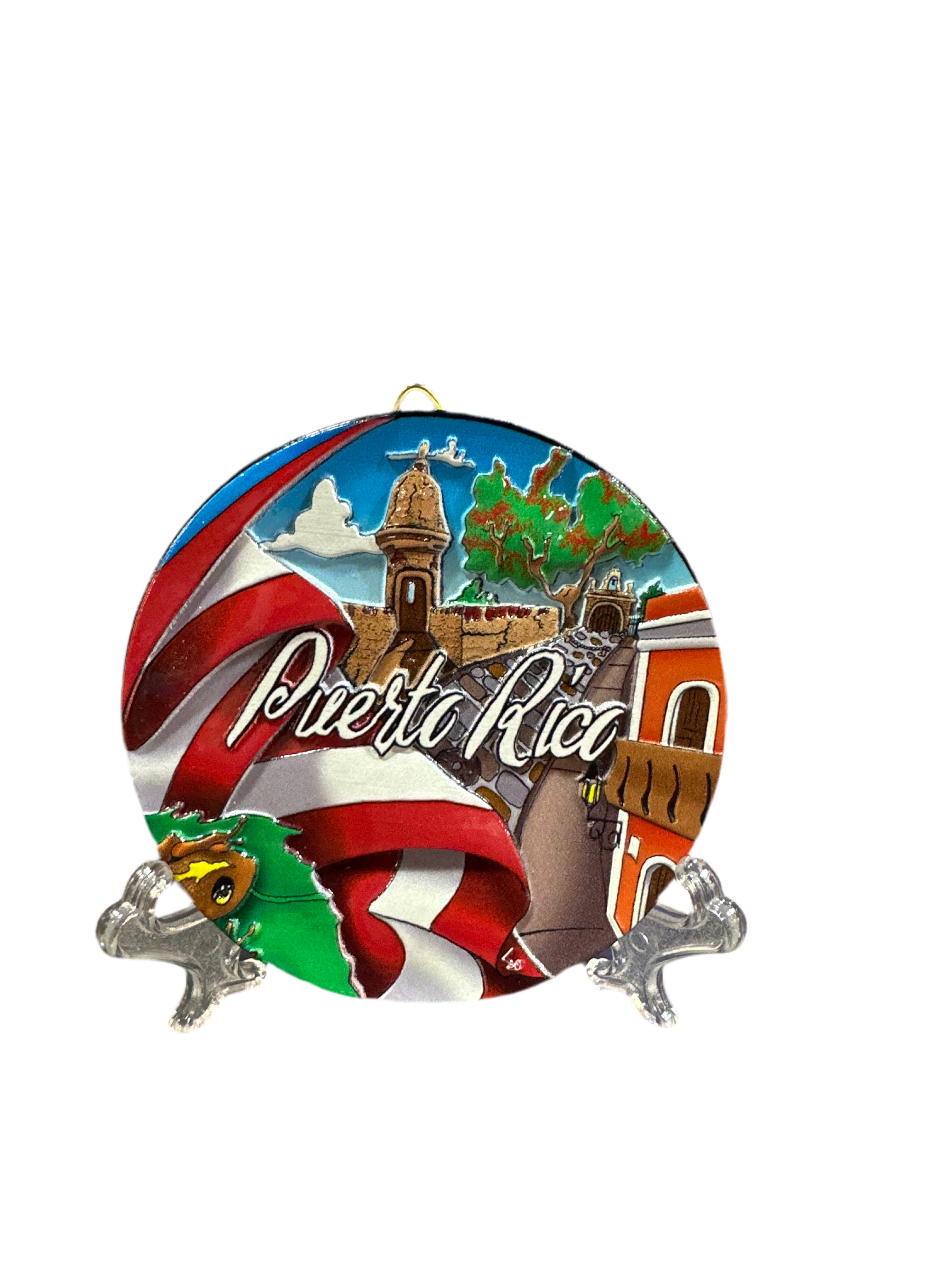 PLATO DE PUERTO RICO DECORATIVO 3” - PUERTO RICO 3” EMBOSSED DECORATIVE PLATE  (WITH STAND) - 22870