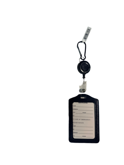 PORTA IDENTIFICACIÓN CON CLIP Y CORDÓN ELÁSTICO