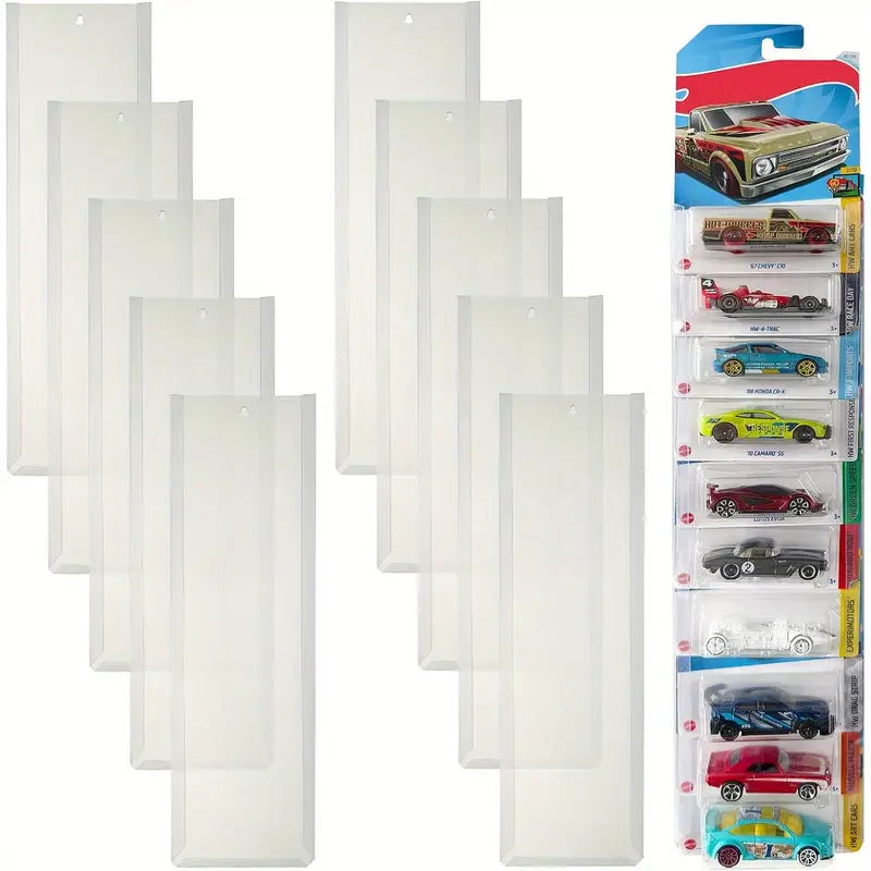 10 PCS WALL MOUNTED 1/64 DIECAST CAR WALL MOUNTED 100 CARS CLEAR BLISTER PACKED DISPLAY ORGANIZER - COMPATIBLE WITH HOT WHEELS