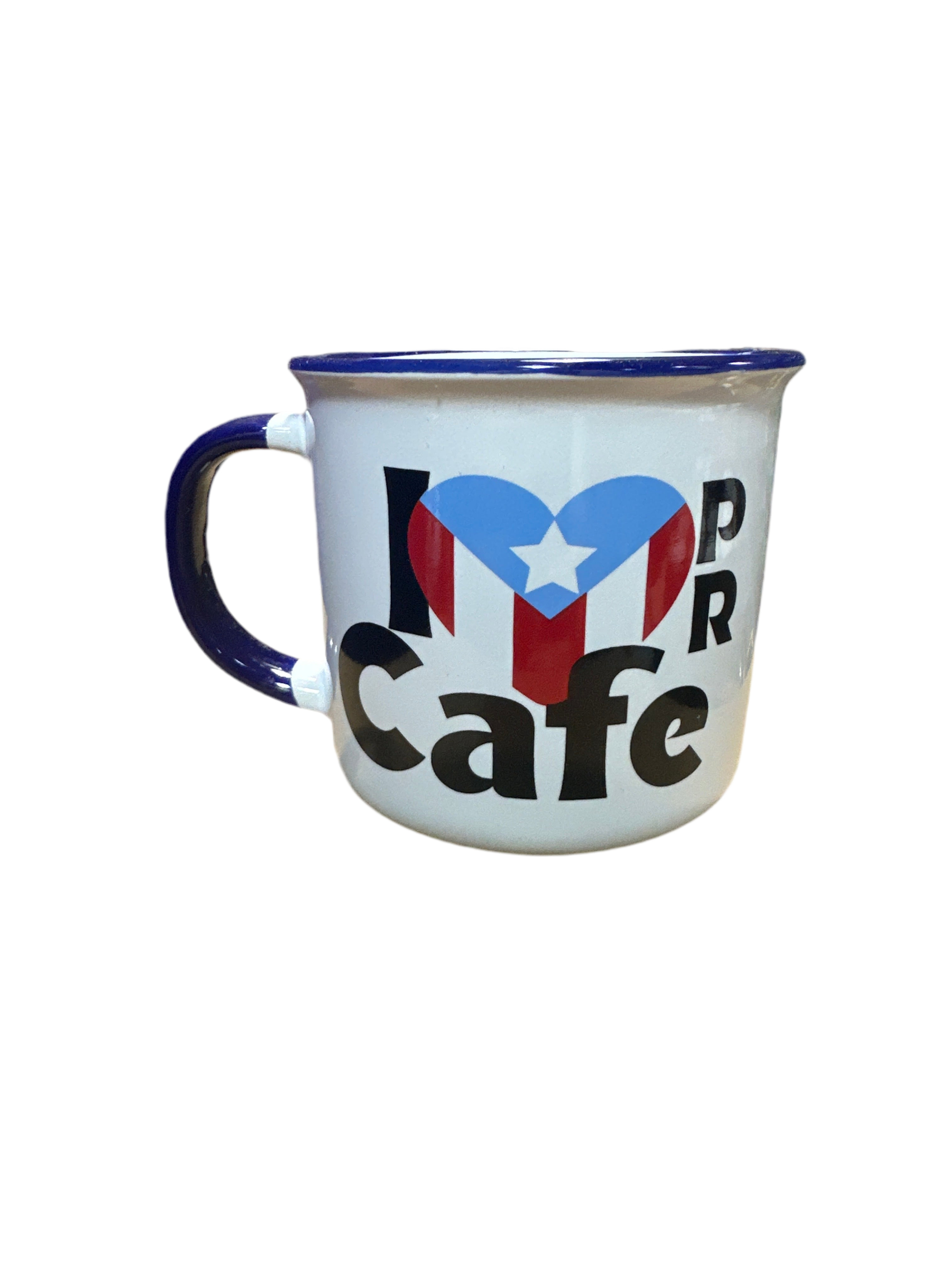 TAZA DE PR. 3” - “MI CAFE” EN CORAZÓN CON BANDERA