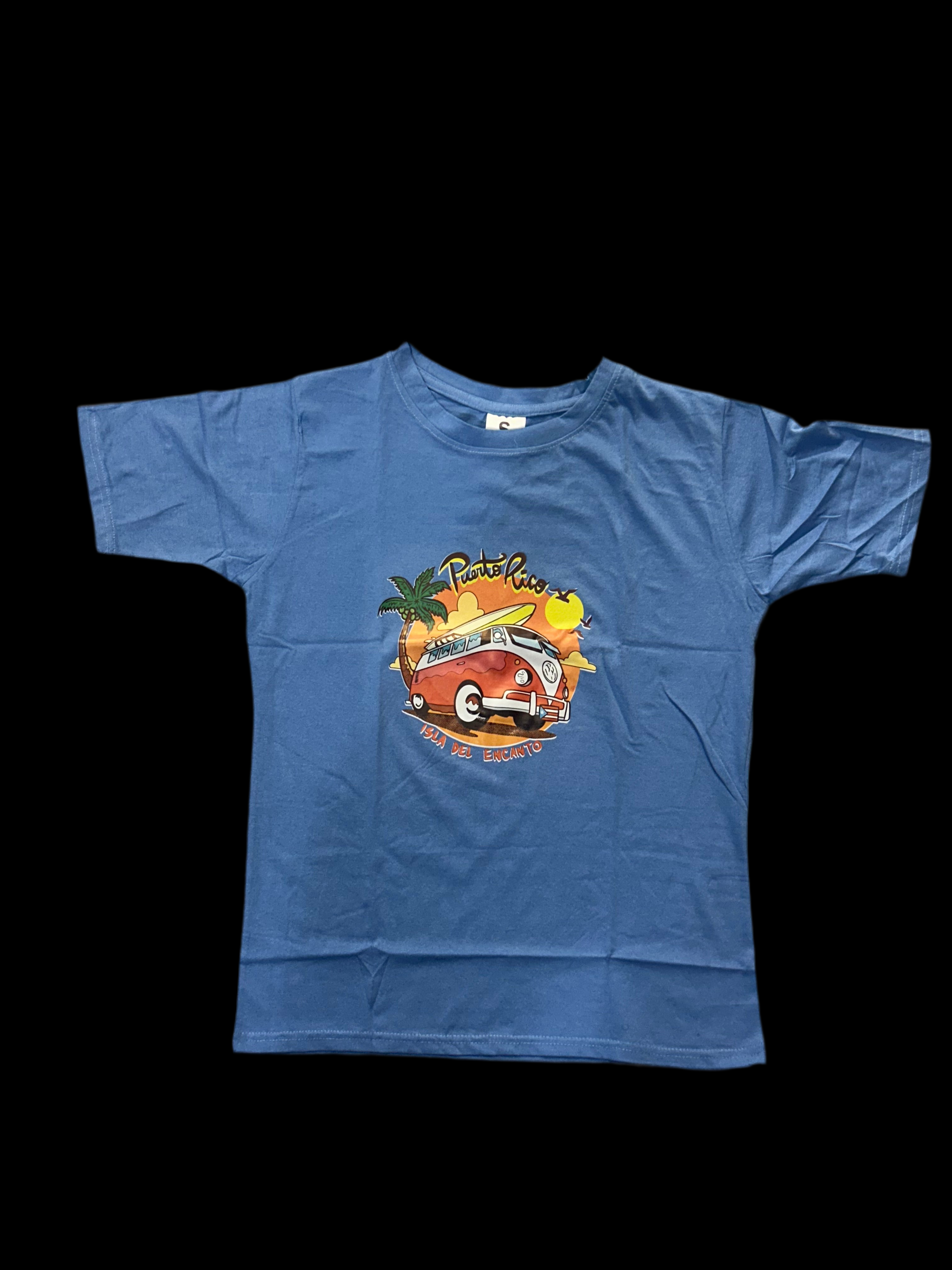 PUERTO RICO BLUE TSHIRT WITH VOLKSWAGEN VAN - CAMISA AZUL DE PUERTO RICO CON VOLKSWAGEN VAN