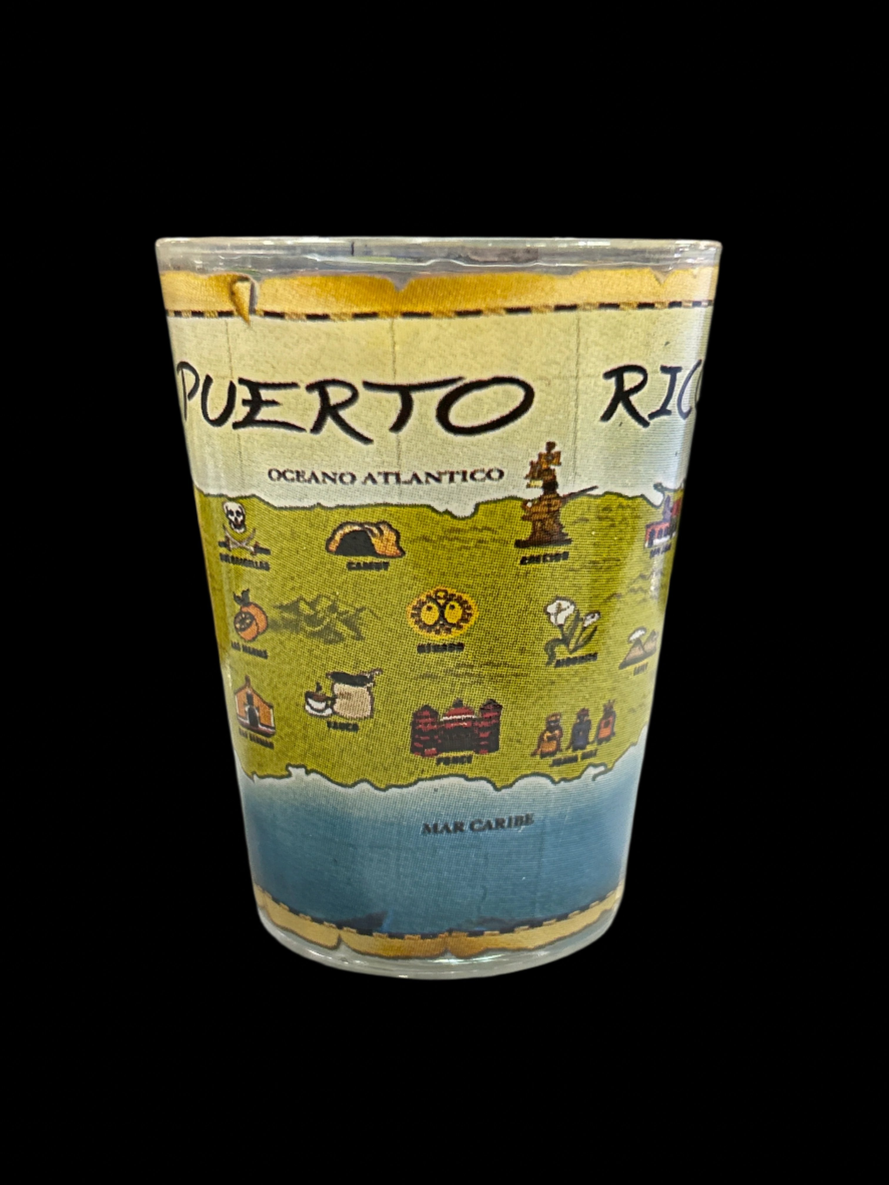 VASO DE CHUPITO DE 3" CON MAPA DE PUERTO RICO