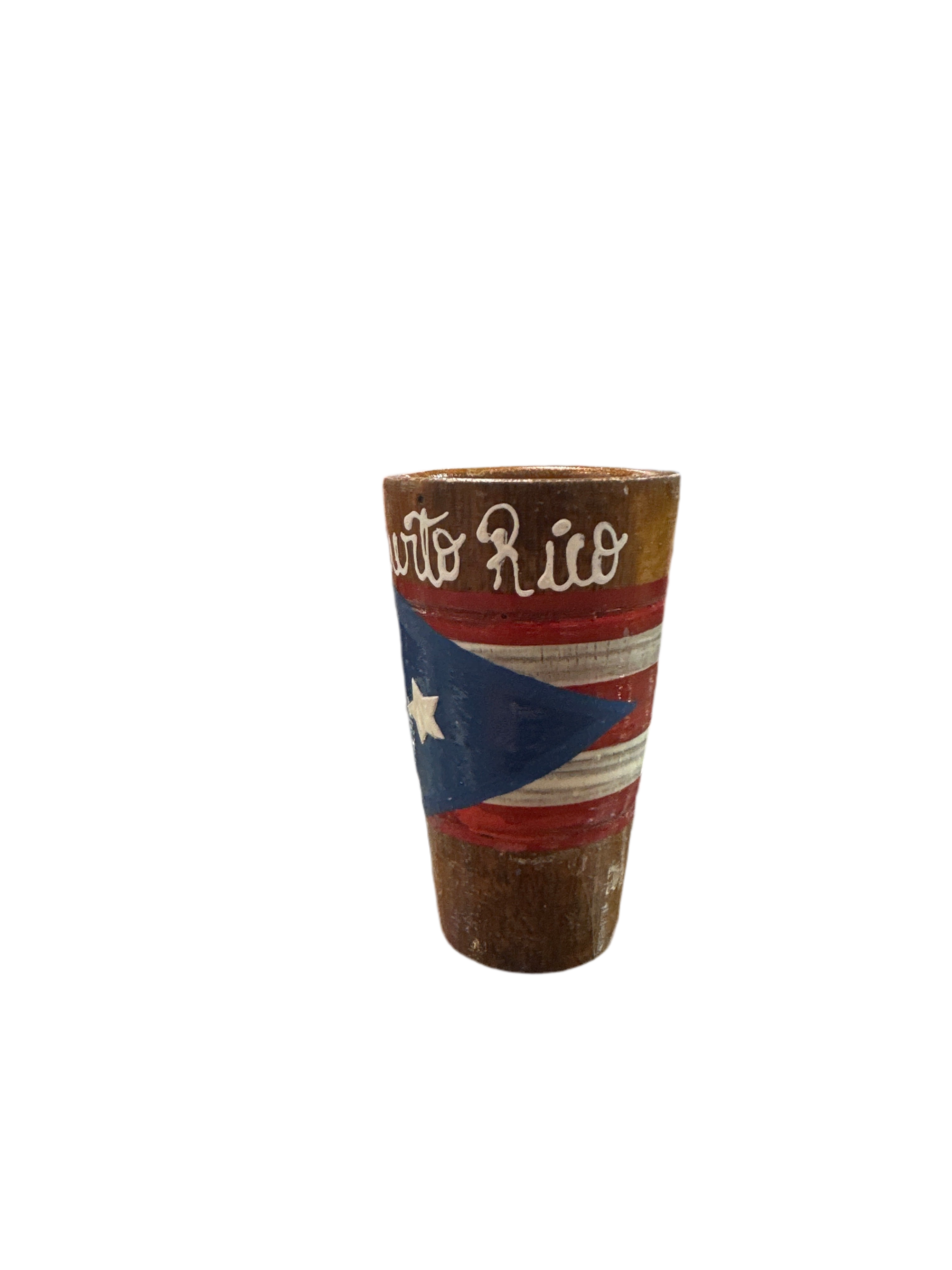 VASITO EN MADERA CON BANDERA DE PUERTO RICO
