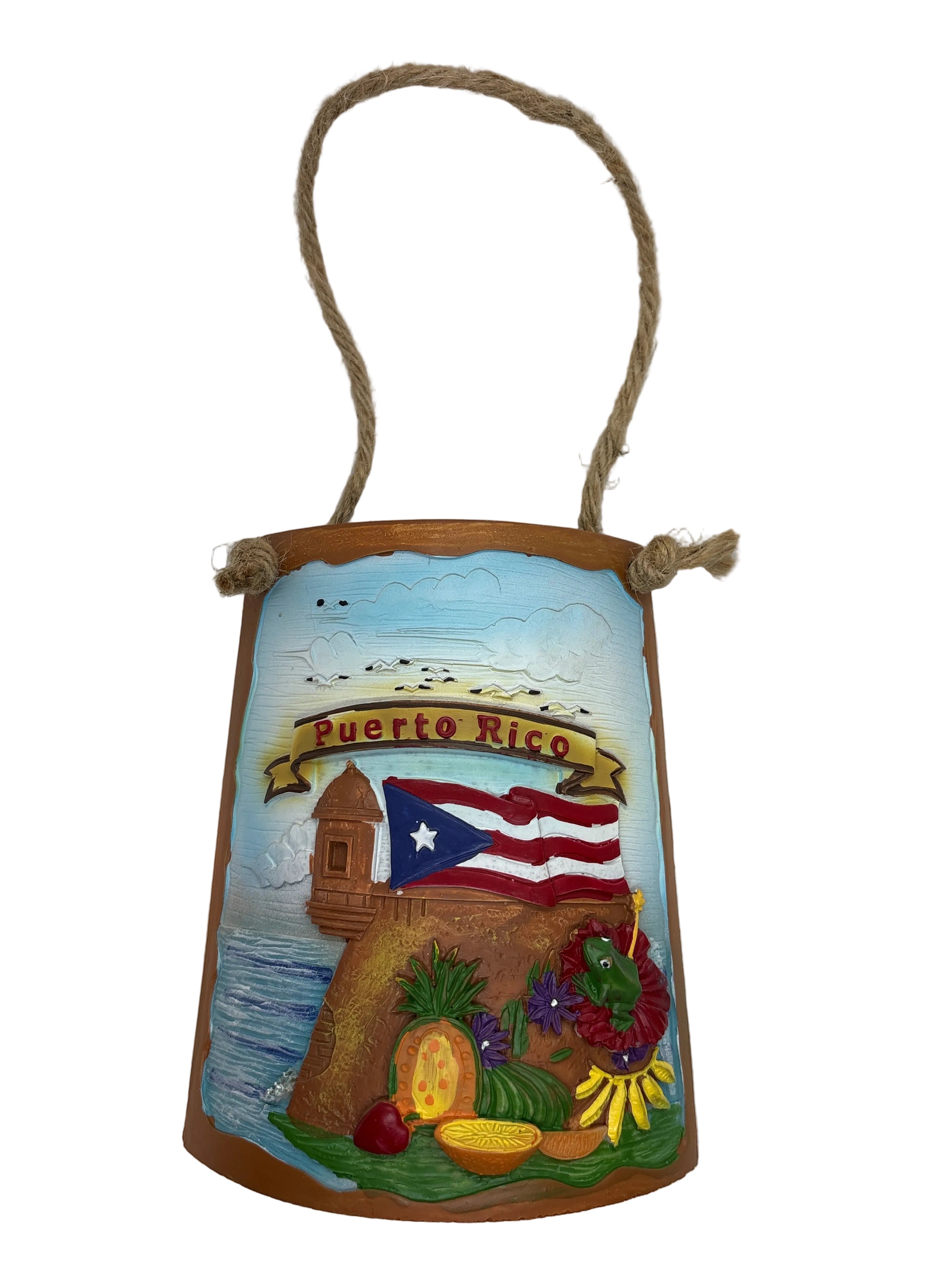 Recuerdos de tejas decorativas de Puerto Rico con garita (loza)