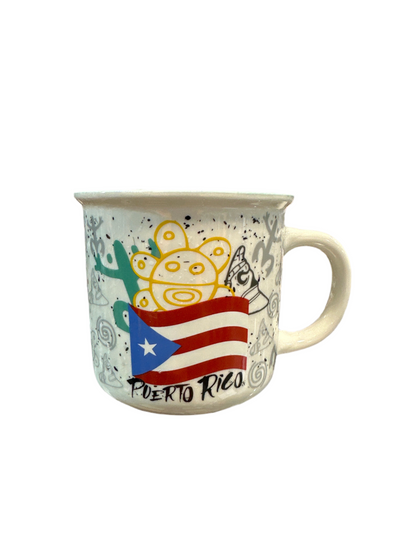 TAZA DE PUERTO RICO SIMBOLOS TAINOS Y BANDERA - PUERTO RICO COFFE MUG COQUI AND FLAG