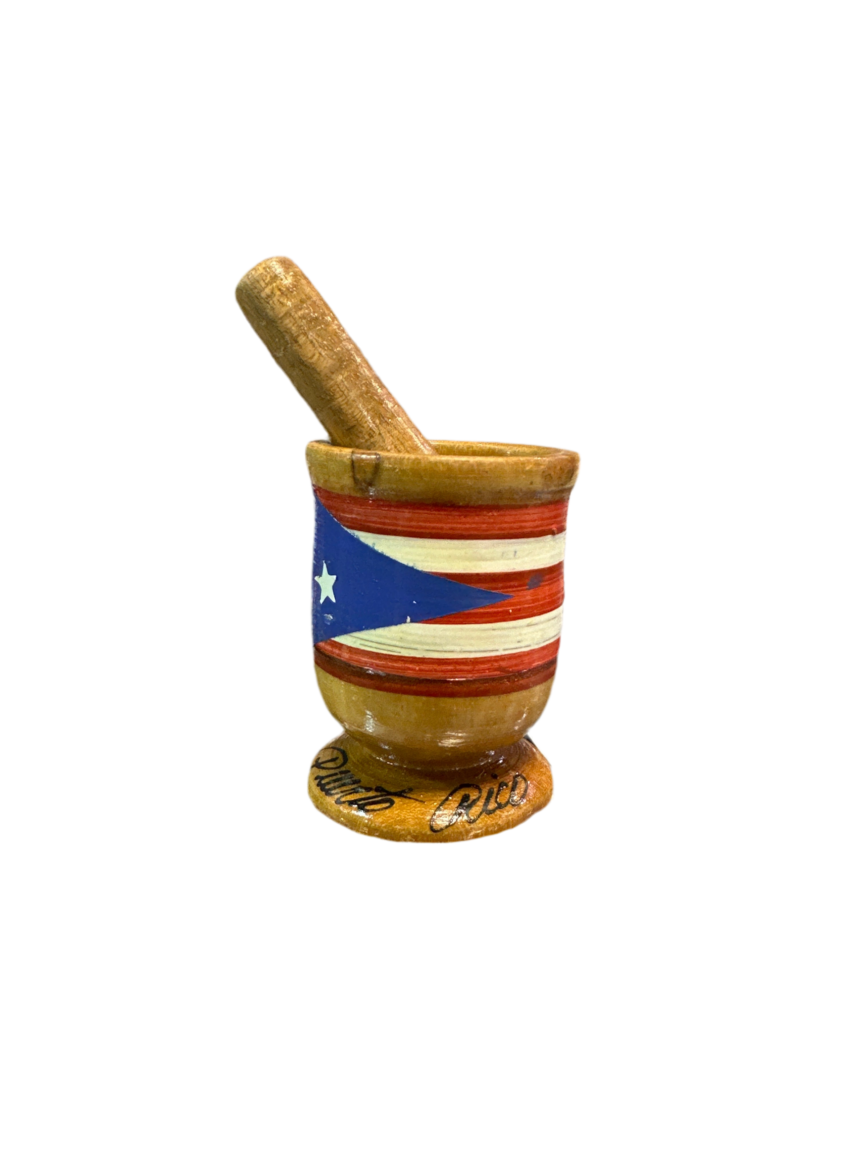 PILÓN MINI (PEQEÑO) DECORATIVO EN MADERA CON LA BANDERA DE PR.