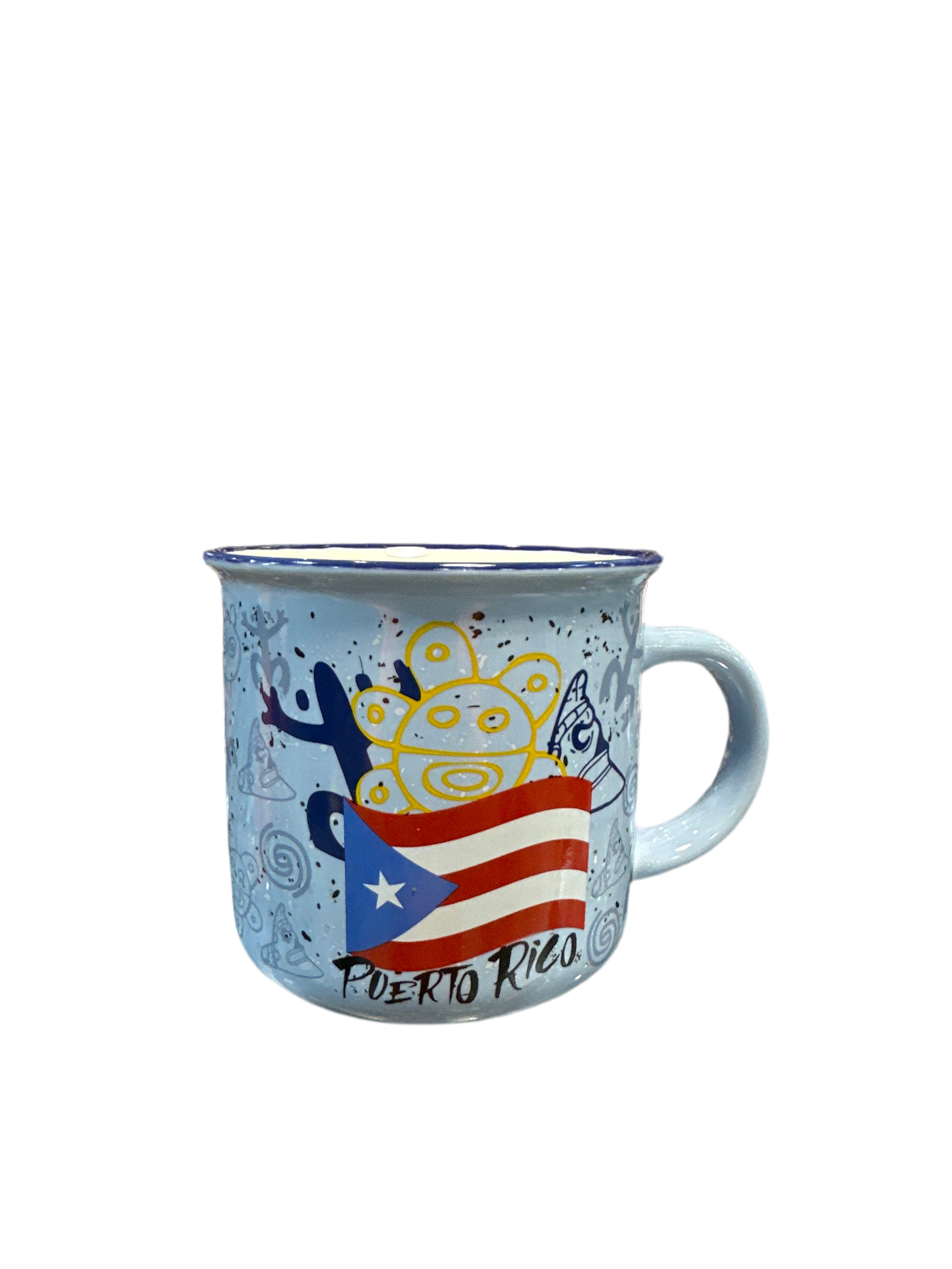 TAZA DE PUERTO RICO SIMBOLOS TAINOS Y BANDERA - PUERTO RICO COFFE MUG COQUI AND FLAG
