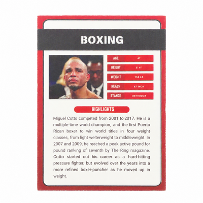 MIGUEL COTTO BOXING TRADING CARD / TARJETA COLECCIONABLE BOXEADOR MIGUEL COTTO DE PUERTO RICO
