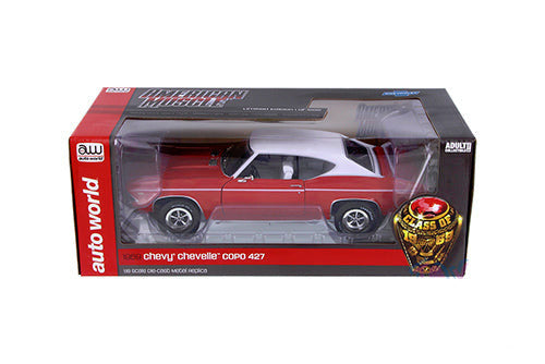 1/18 1969 CHEVY CHEVELLE COPO 427 RED W/WHITE TOP  - AMERICAN MUSCLE