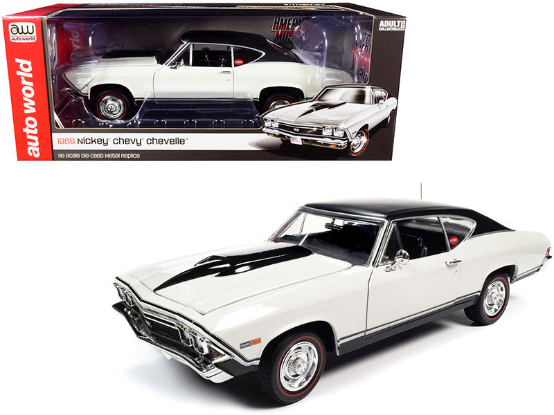 1/18 1968 NICKEY CHEVY CHEVELLE ERMINE WHITE - AMERICAN MUSCLE