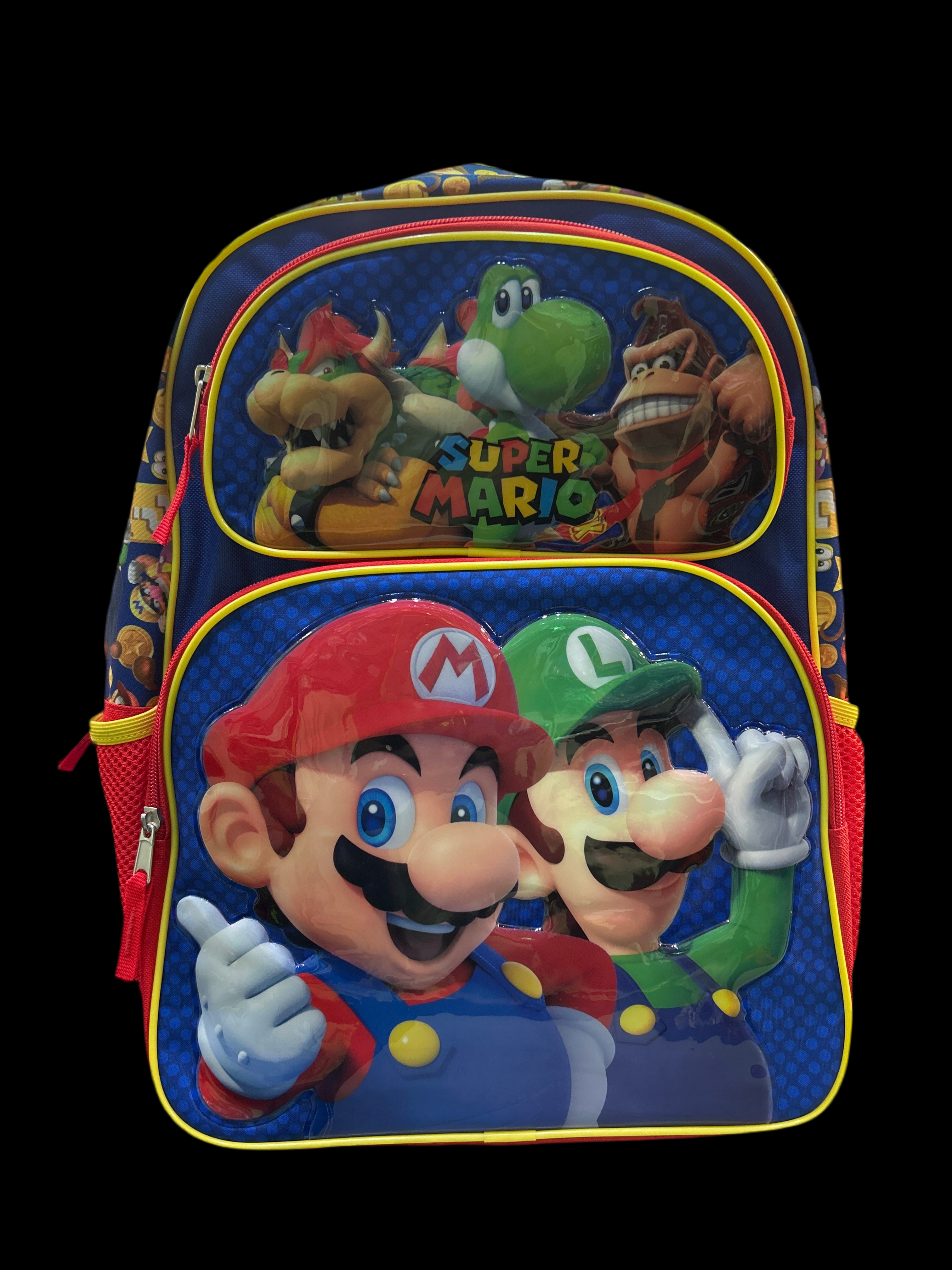 MOCHILA DE RELIEVE DE PERSONAJES DE SUPER MARIO DE 18”