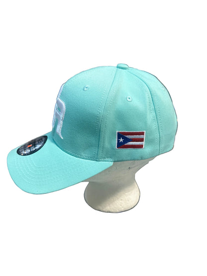 GORRA DE PUERTO RICO - VERDE MENTA CON LETRAS BLANCAS