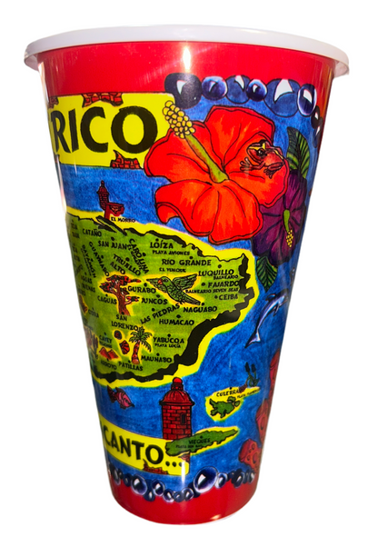 MAPA DE PUERTO RICO VASO PLASTICO GRANDE PR