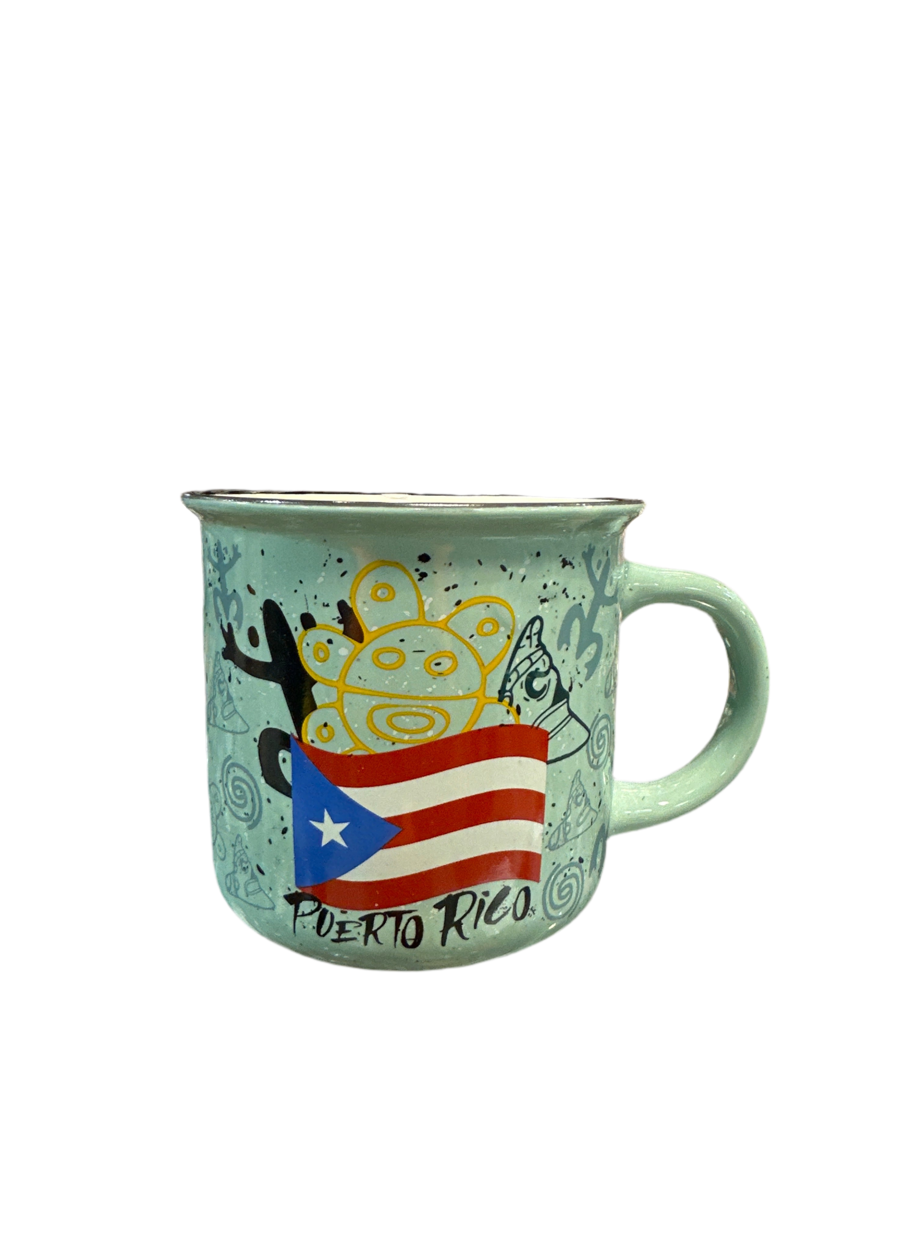 TAZA DE PUERTO RICO SIMBOLOS TAINOS Y BANDERA - PUERTO RICO COFFE MUG COQUI AND FLAG