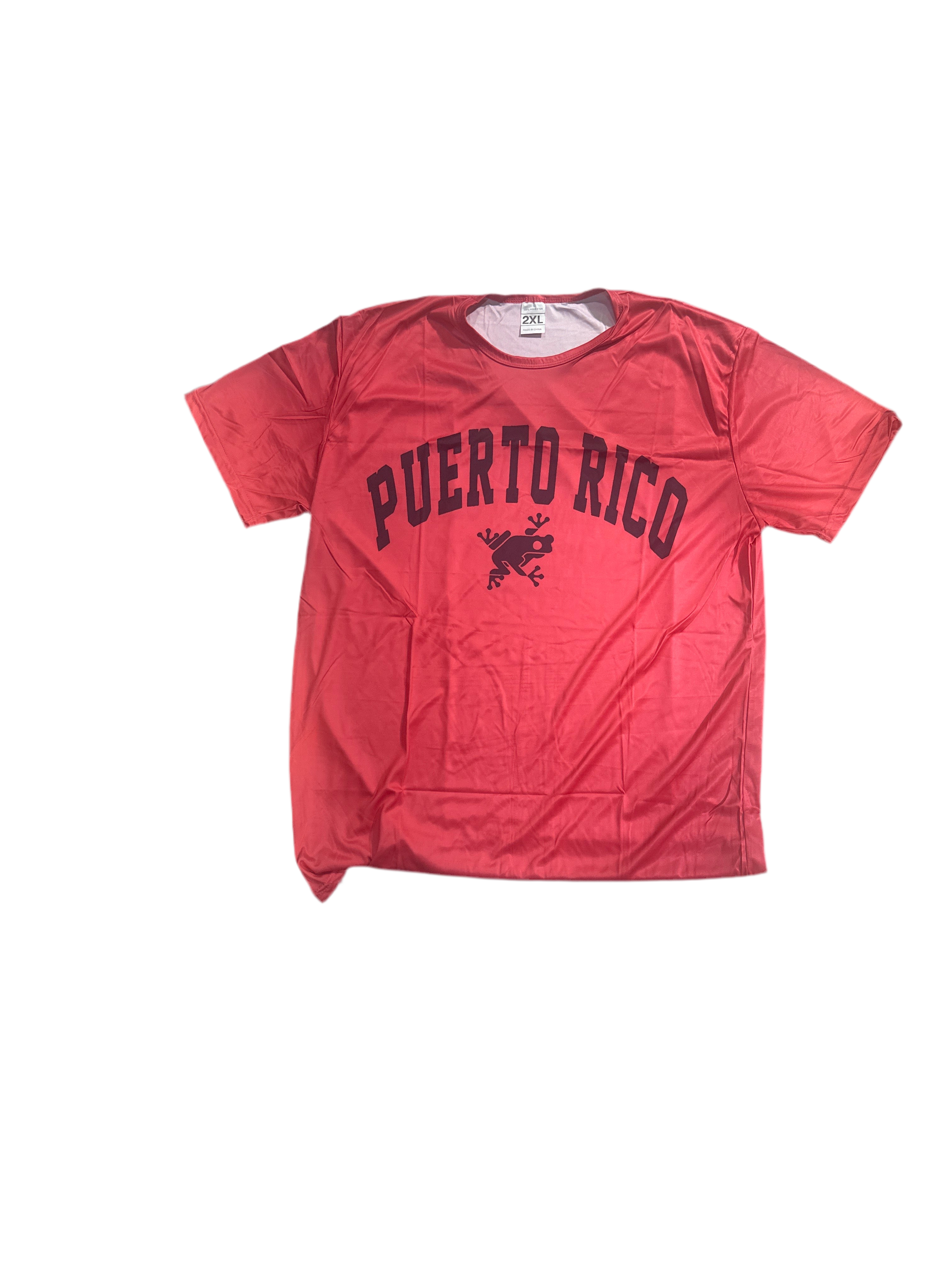 PUERTO RICO SHORT SLEEVES SHIRT 100% POLYESTER - RED